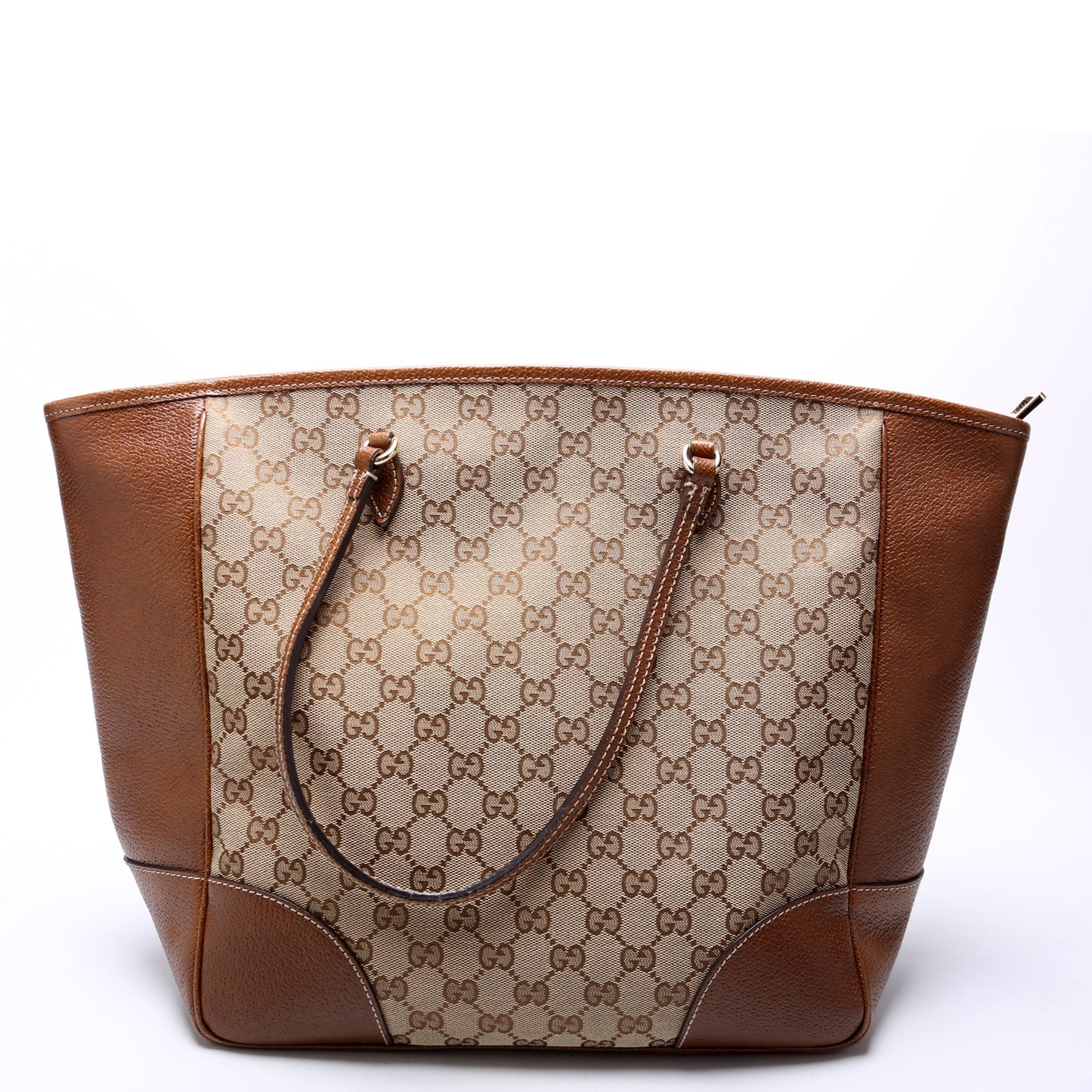 Gucci 323671 GG Canvas Bree Zip Tote Medium Brown Bag