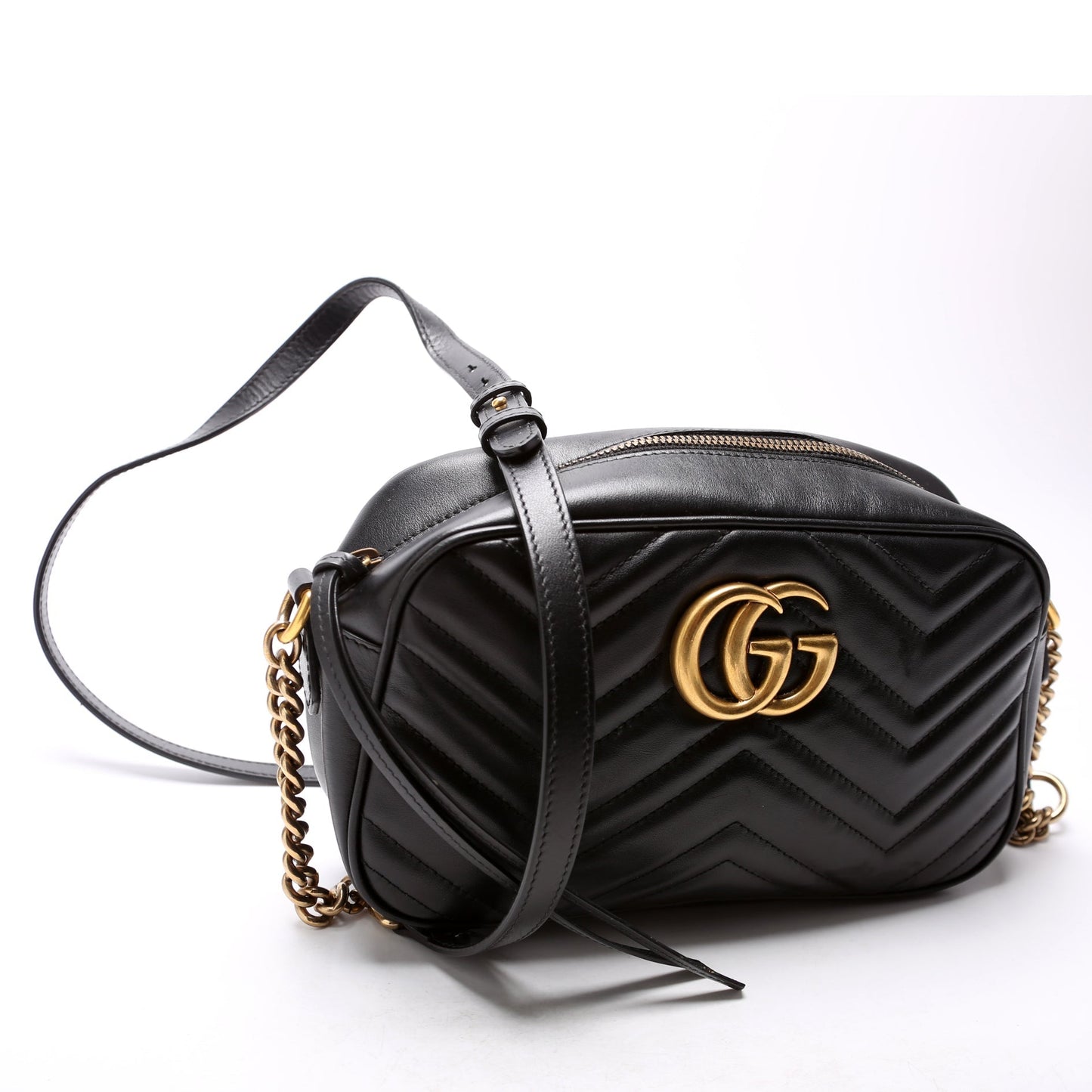 Gucci 447632 Marmont Small Leather Camera Black Bag