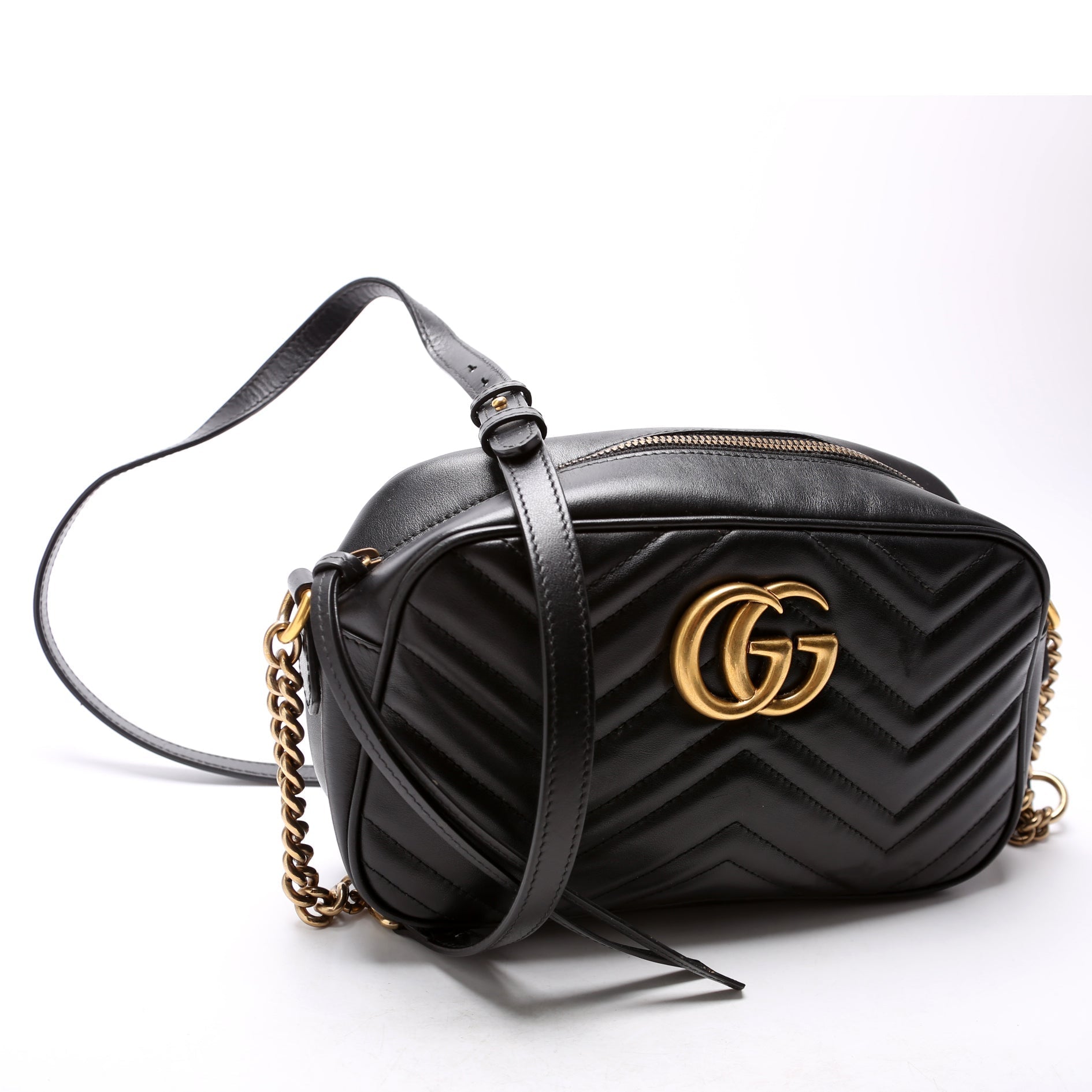 Gucci 447632 Marmont Small Leather Camera Black Bag