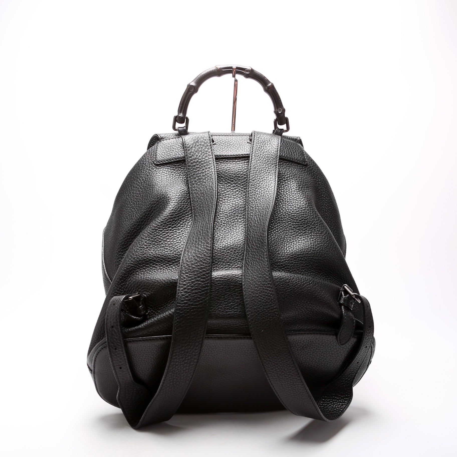 Gucci 387097 Bamboo Backpack Leather Black Bag