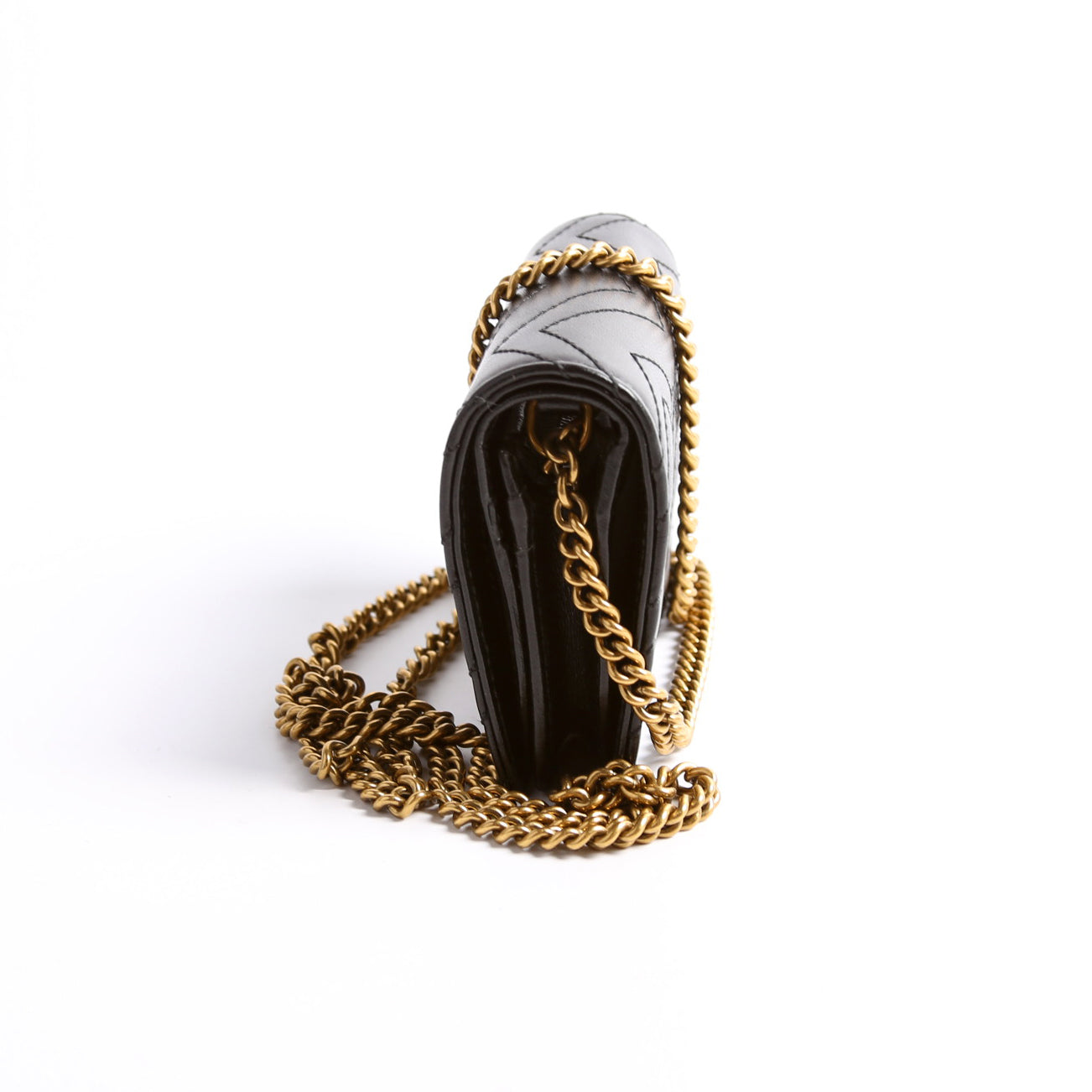 Gucci 625693 Marmont Card Case With Chain Black Bag