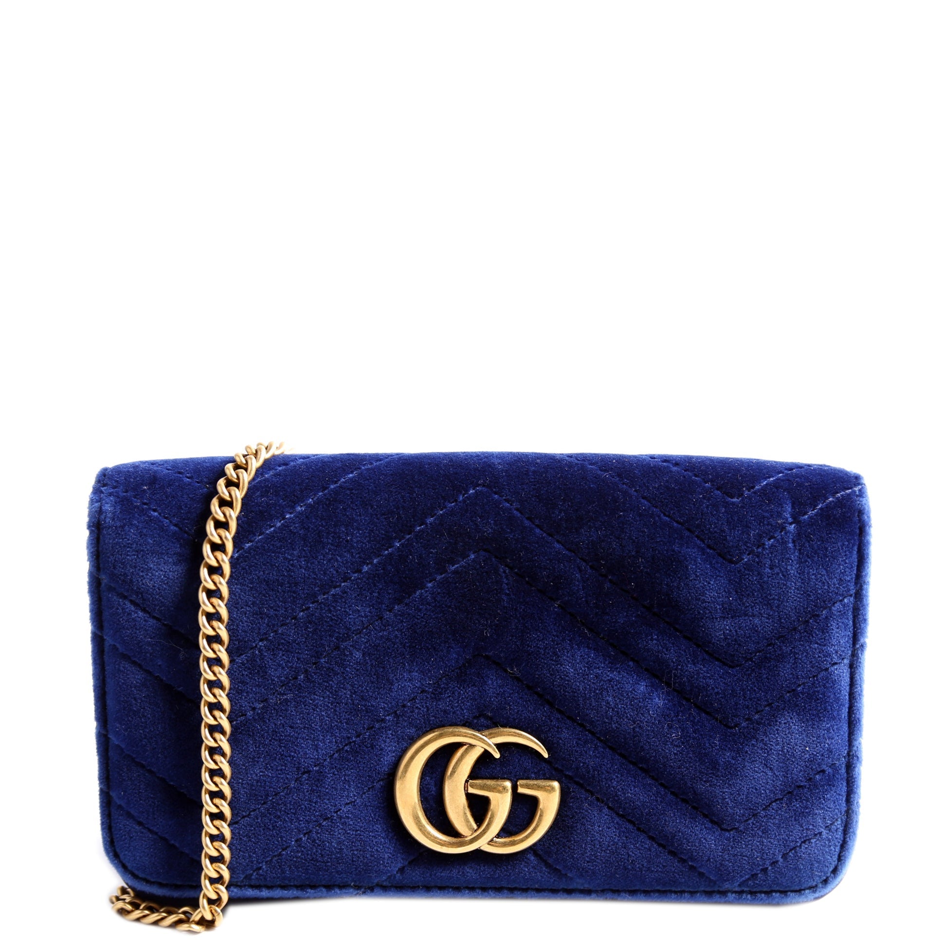 Gucci 488426 GG Marmont Velvet Mini Blue Bag