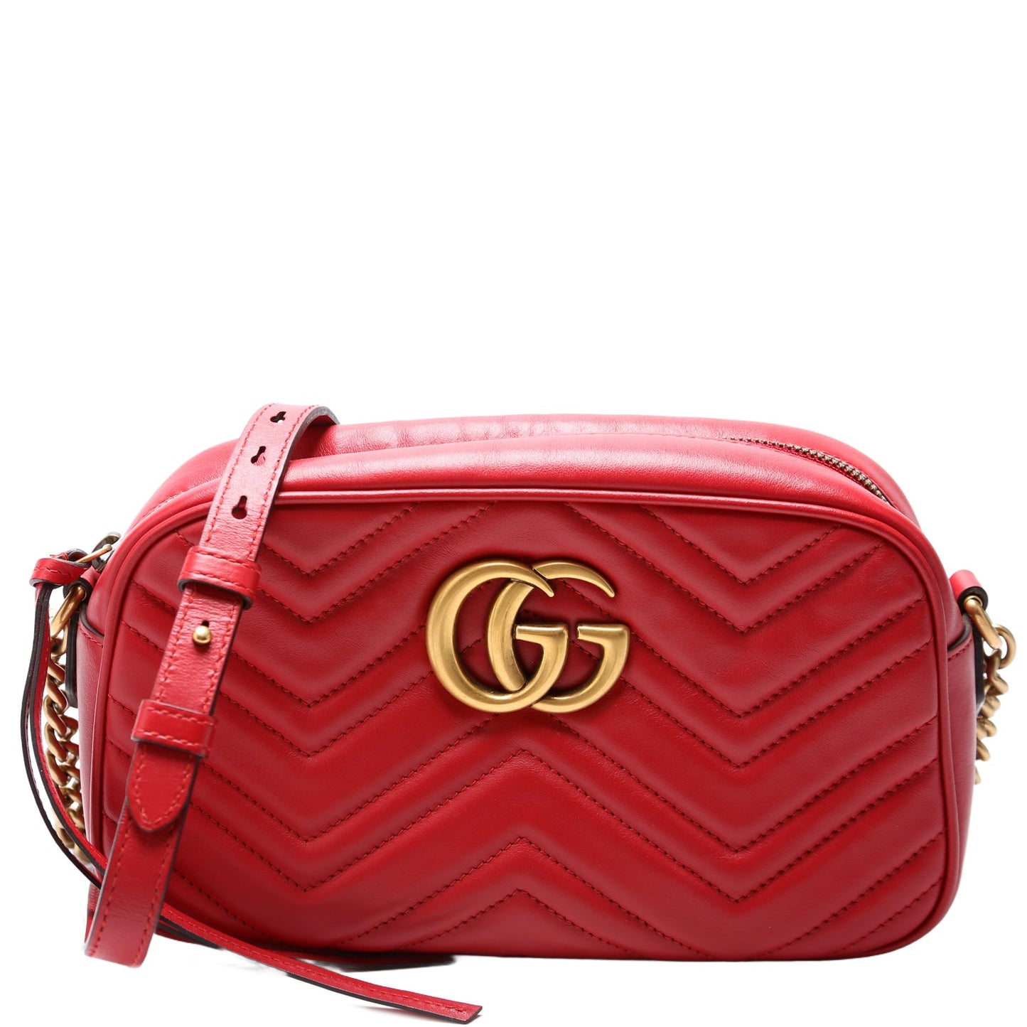 Gucci 447632 Marmont Small Leather Camera Red Bag