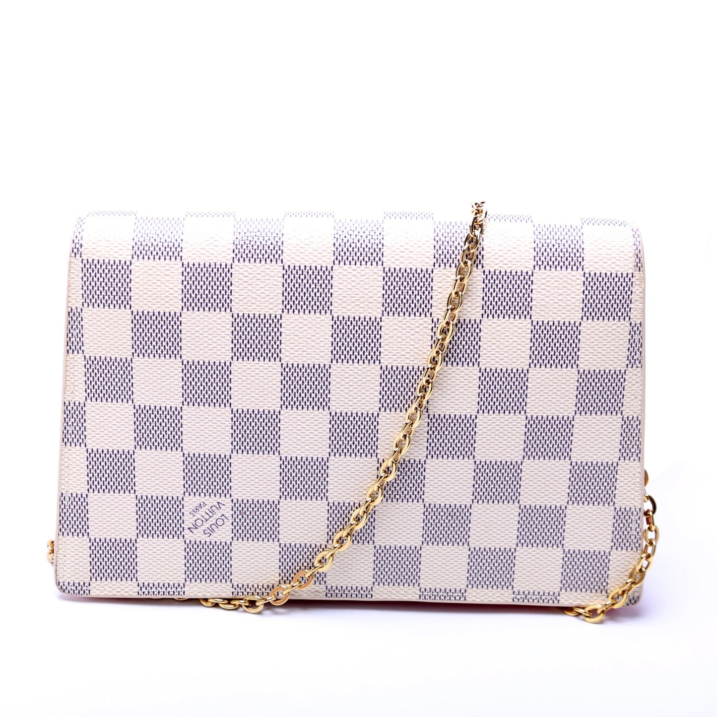 Louis Vuitton Croisette Chain Wallet NM Damier Azur Salmon