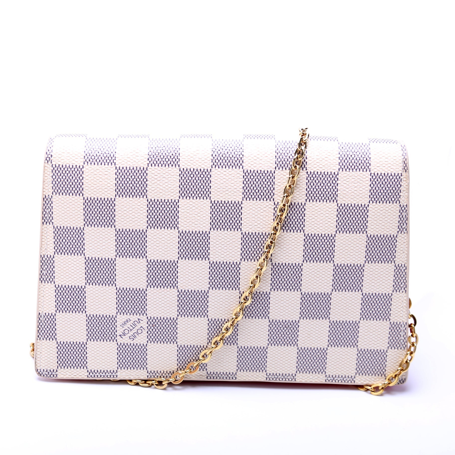Louis Vuitton Croisette Chain Wallet NM Damier Azur Salmon