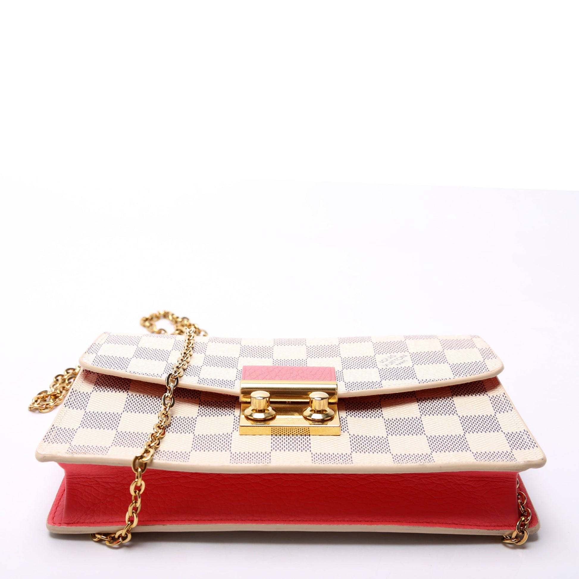 Louis Vuitton Croisette Chain Wallet NM Damier Azur Salmon