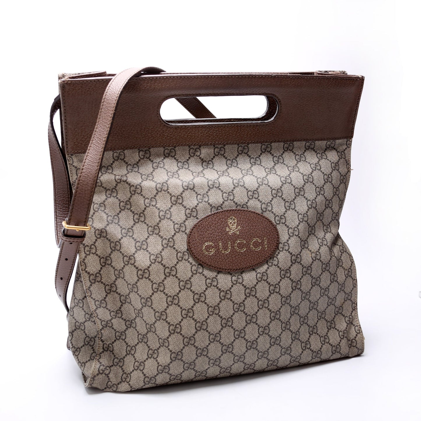 Gucci 463491 GG Supreme Slip Handle Vertical Tote Brown Bag