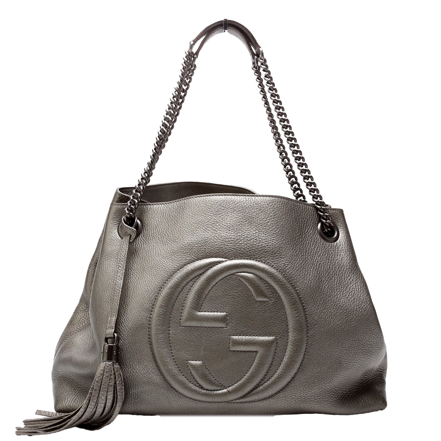 Gucci 308982 Soho Leather Shoulder Medium Grey Bag