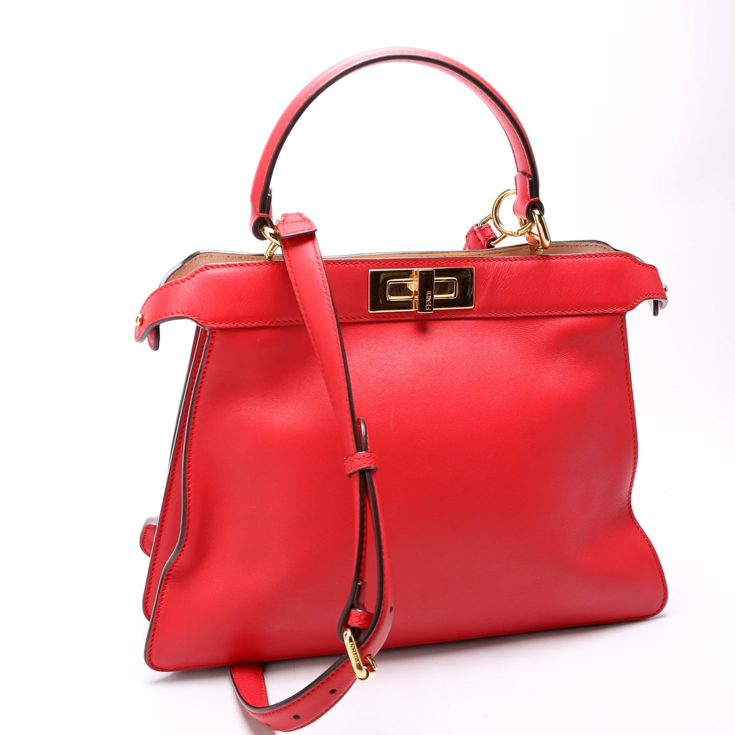 Fendi Peekaboo Iseeu Medium Vitello Leather Red Bag