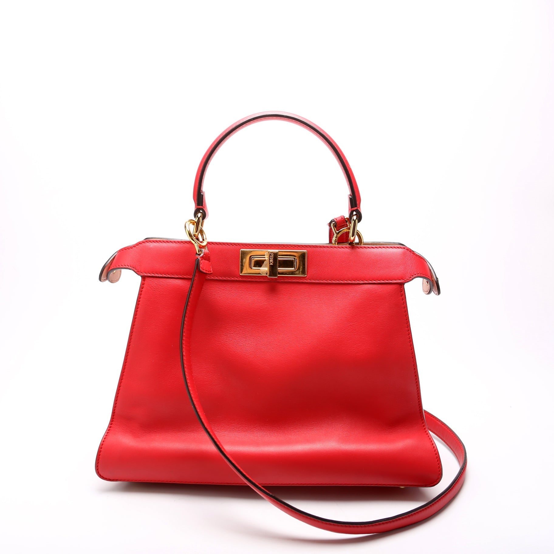 Fendi Peekaboo Iseeu Medium Vitello Leather Red Bag