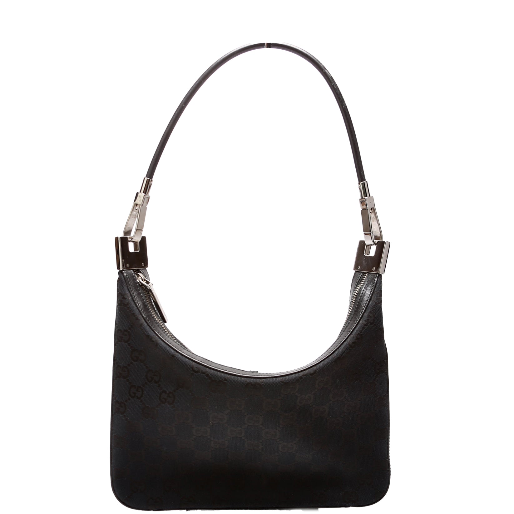Gucci 001 3812 GG Canvas Small Hobo Black Bag