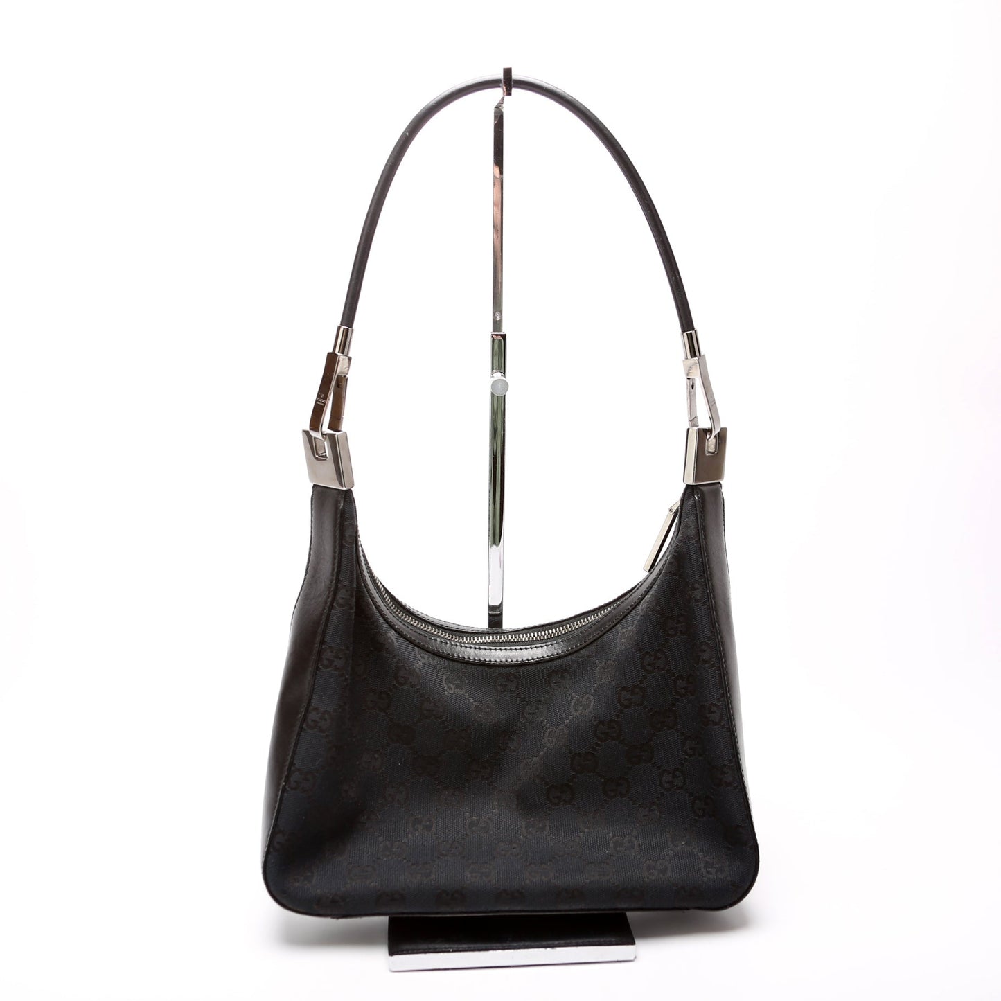 Gucci 001 3812 GG Canvas Small Hobo Black Bag