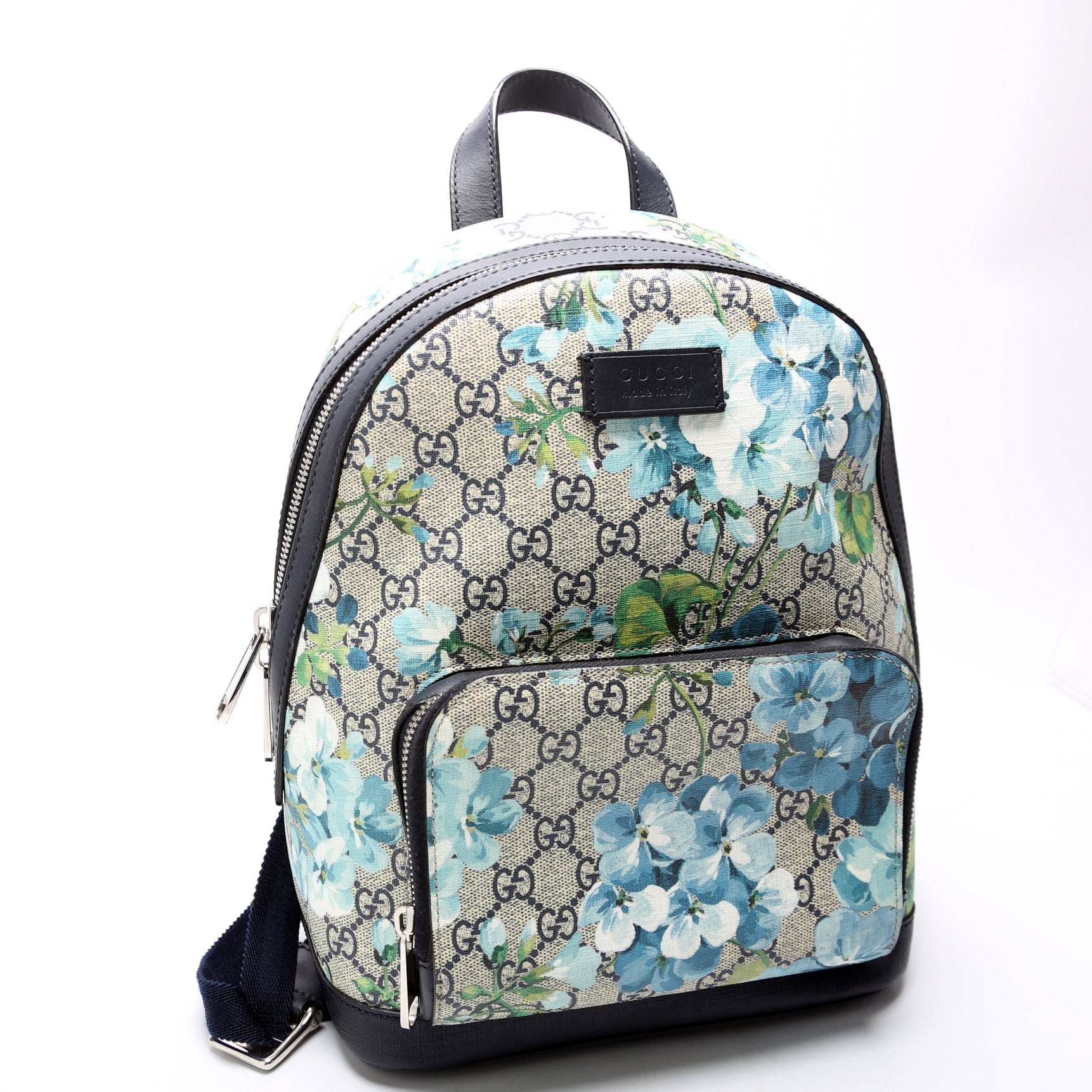 Gucci 427042 GG Supreme Blooms Backpack Navy Bag