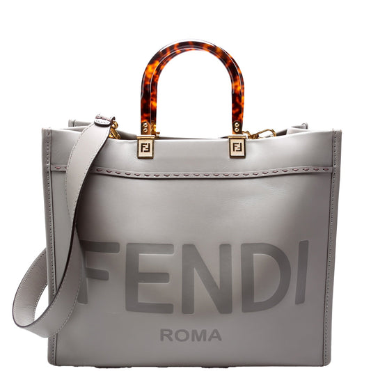 Fendi Sunshine Shopper Medium Leather Grey Bag