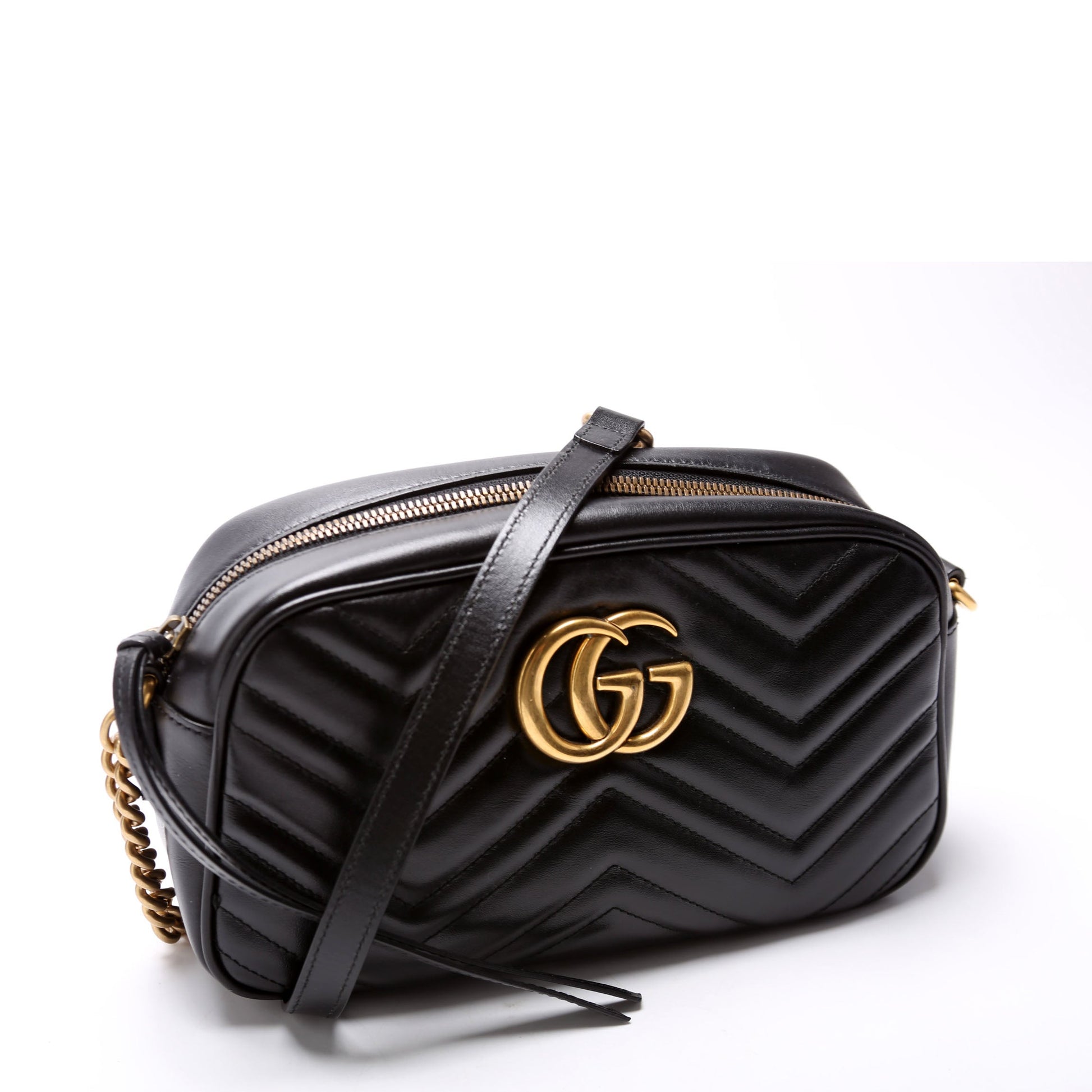 Gucci 447632 Marmont Small Leather Camera Black Bag