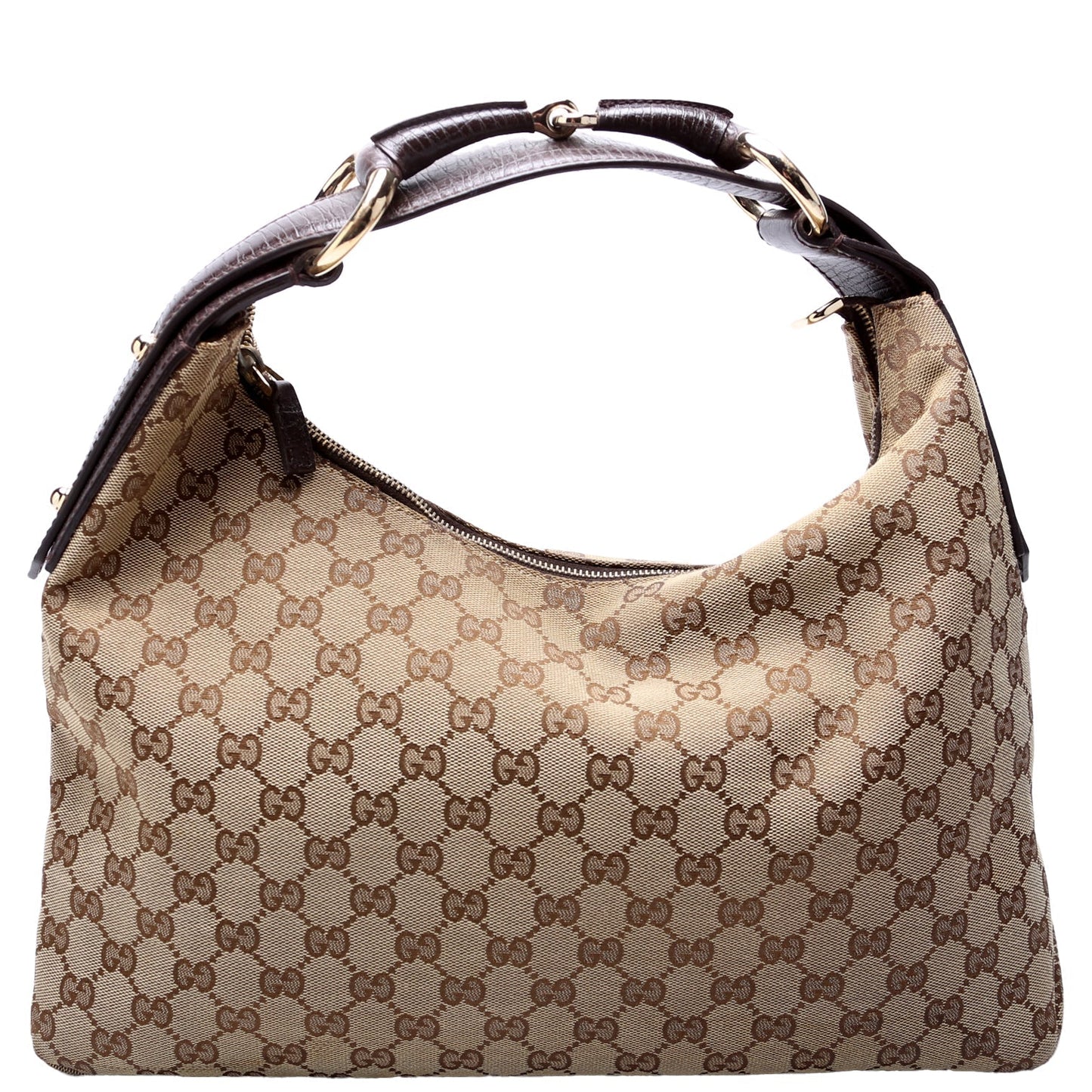 Gucci 115867 Horsebit GG Canvas Hobo Bag