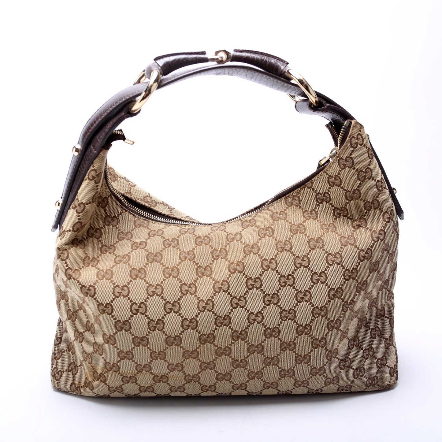Gucci 115867 Horsebit GG Canvas Hobo Bag
