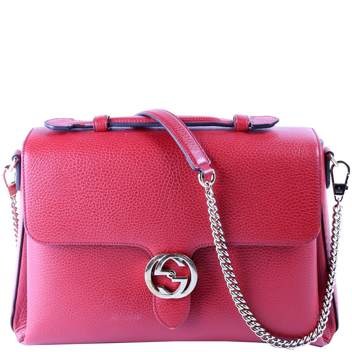 Gucci 510306 Large Interlocking GG Shoulder Red Bag