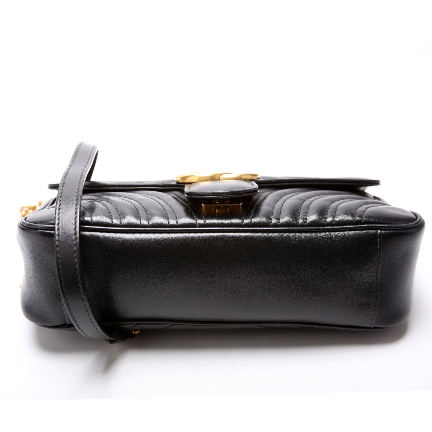 Gucci 443497 Marmont Leather Shoulder Small Flap Black Bag