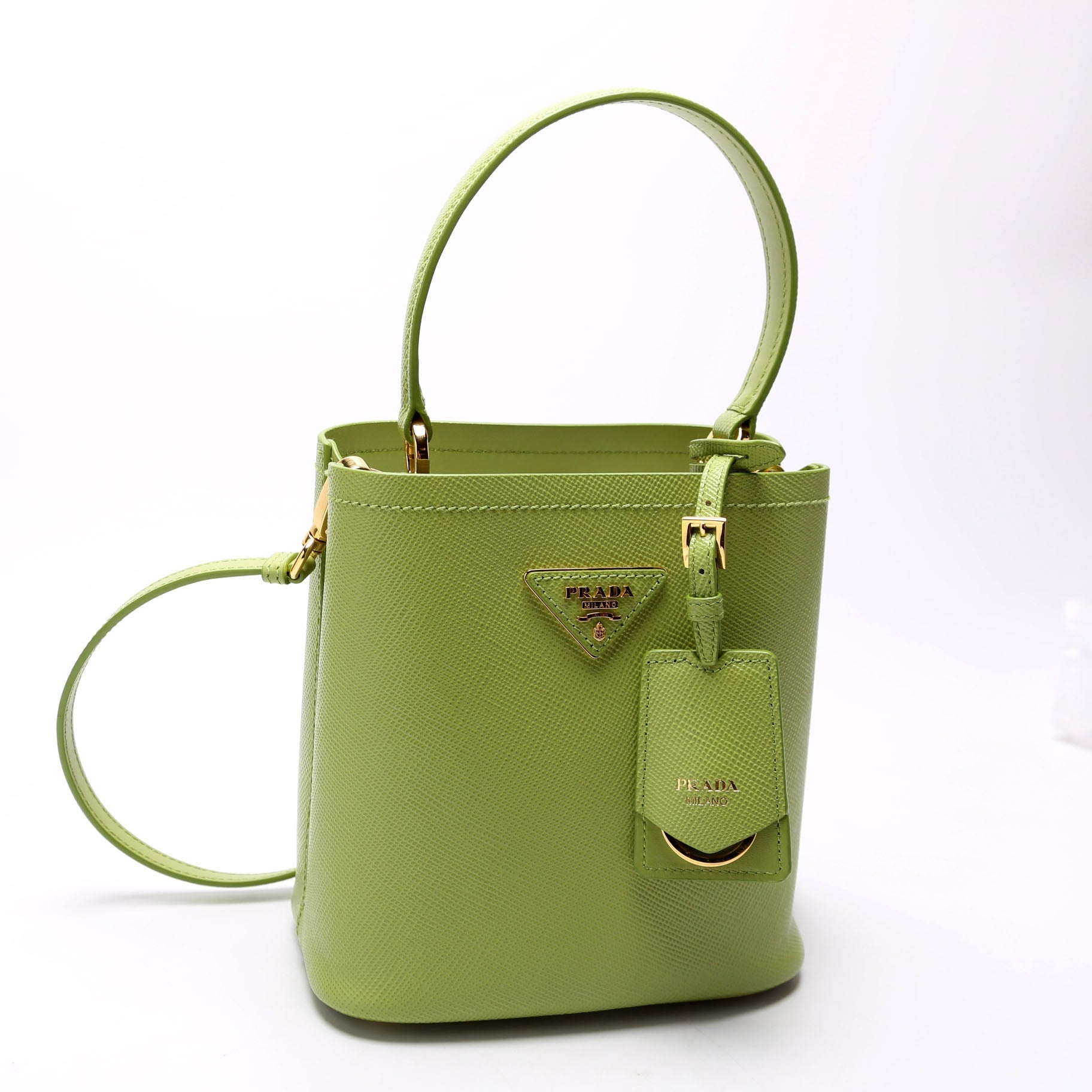 Prada 1BA217 Saffiano Cuir Small Panier Green Bag