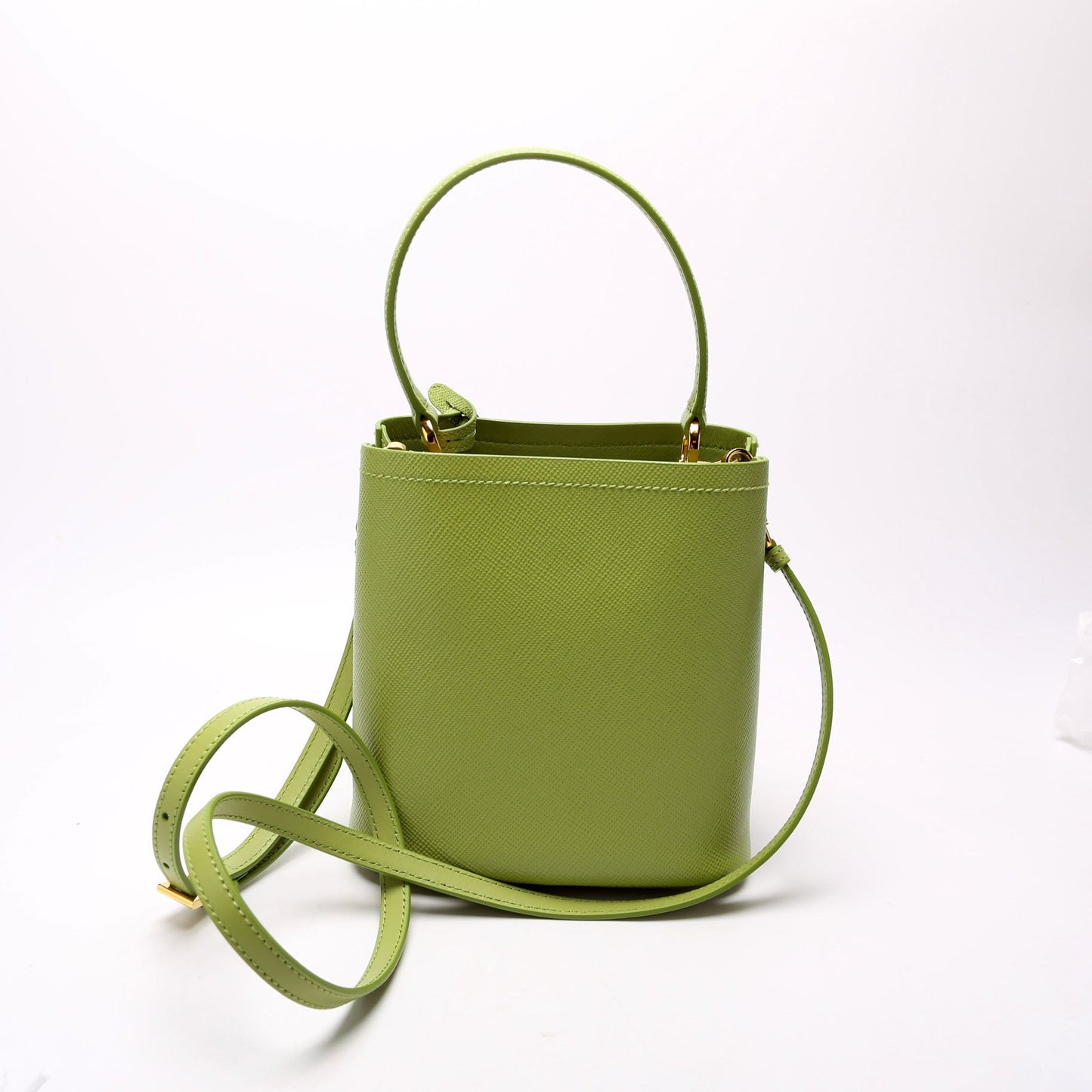 Prada 1BA217 Saffiano Cuir Small Panier Green Bag