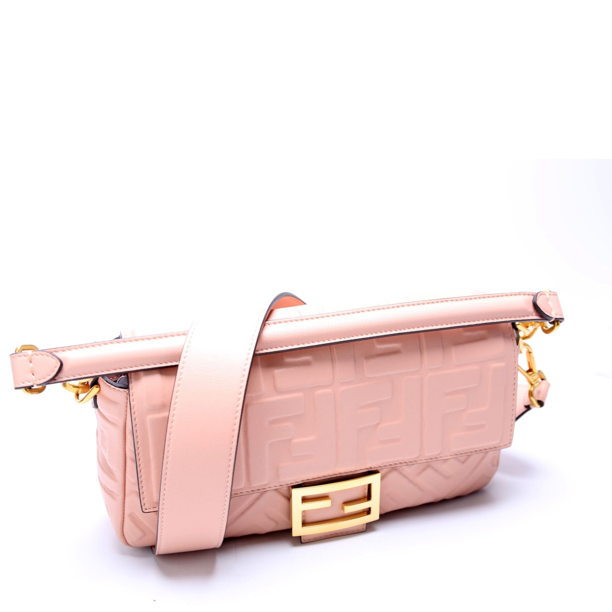 Fendi Baguette FF Embossed Nappa Pink Bag
