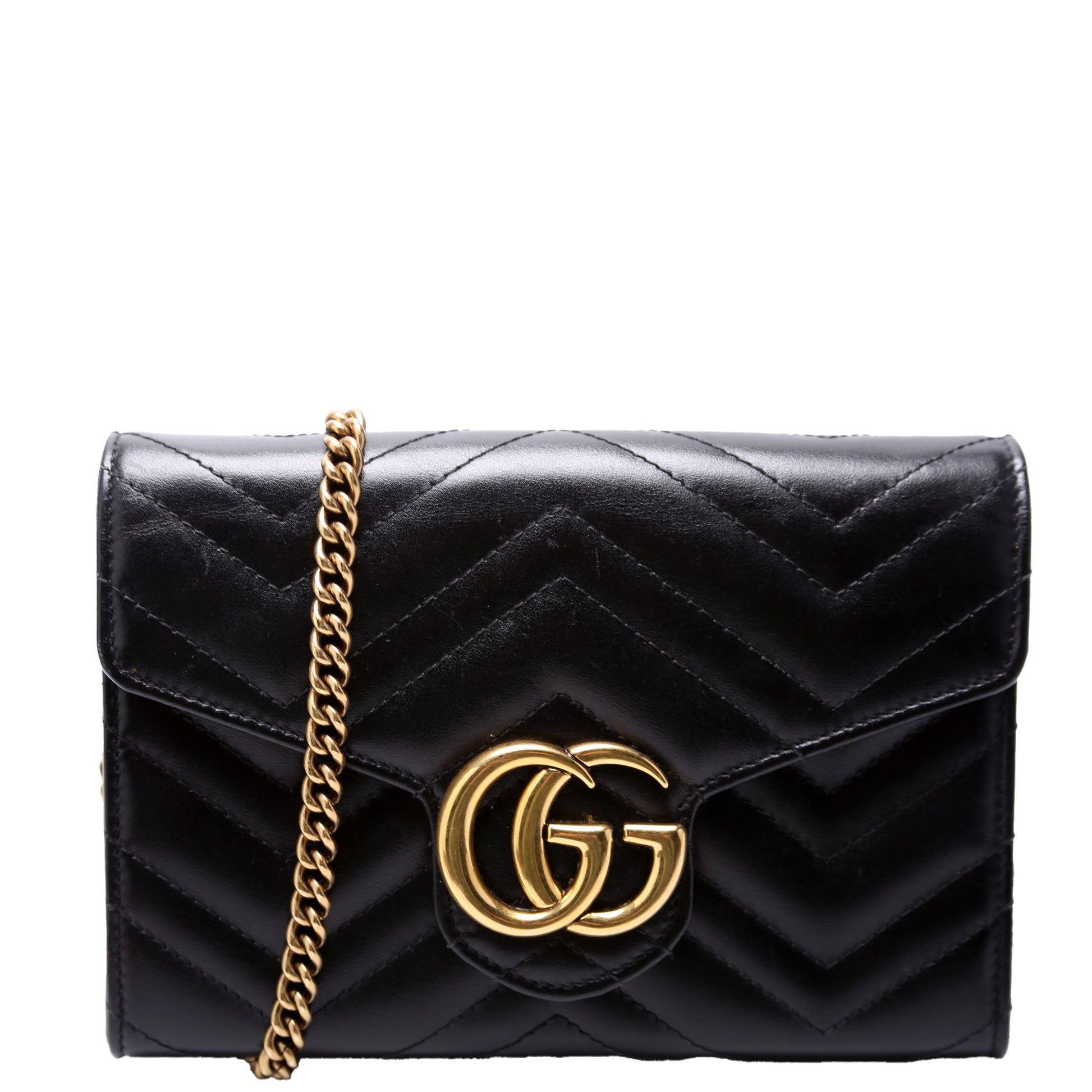 Gucci 474575 Marmont Chain Wallet Black Bag
