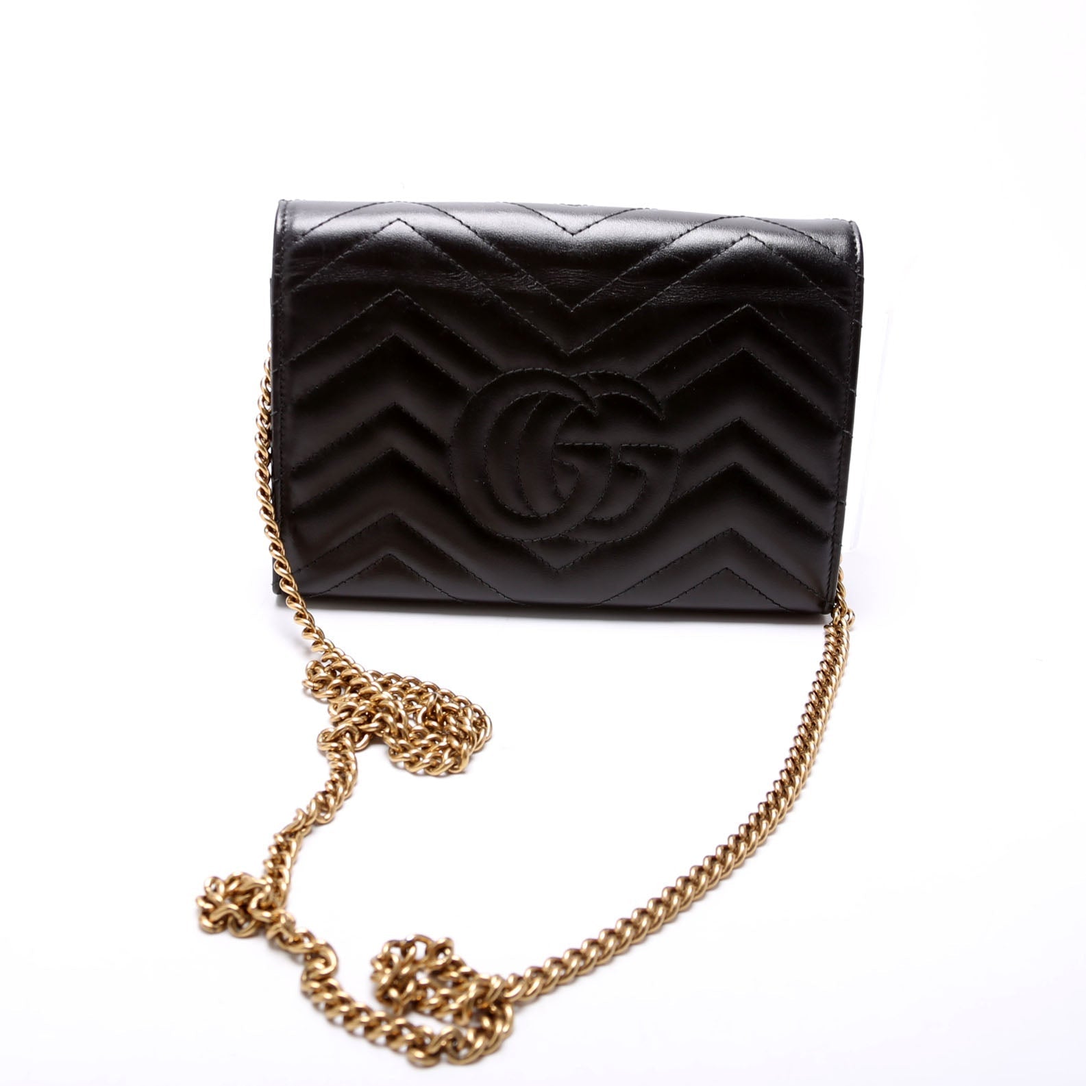 Gucci 474575 Marmont Chain Wallet Black Bag