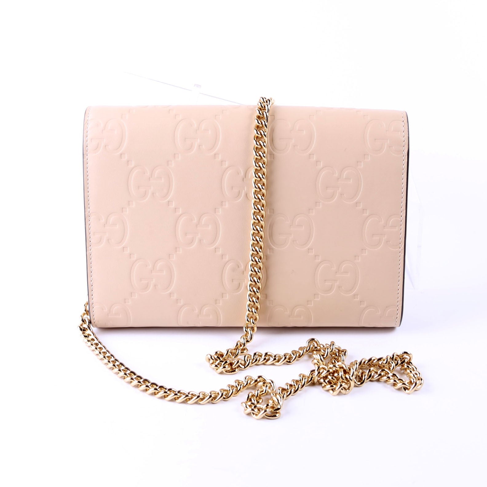 Gucci 781555 GG Leather Chain Wallet Tan Bag