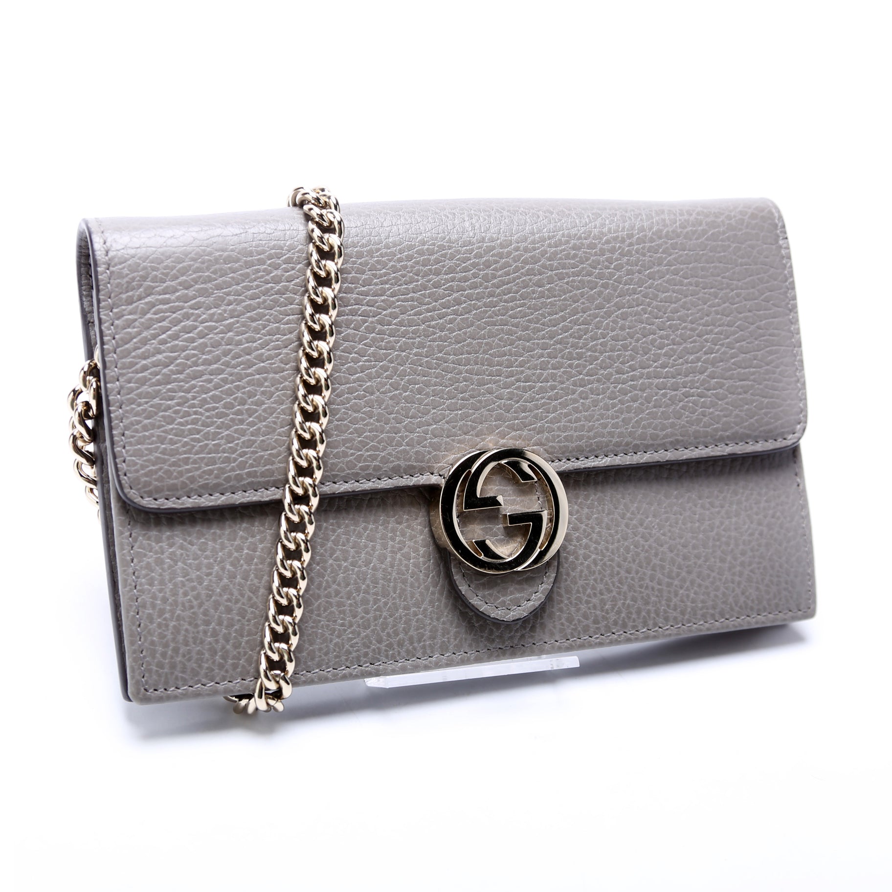 Gucci 510314 Interlocking G Chain Wallet Grey Bag