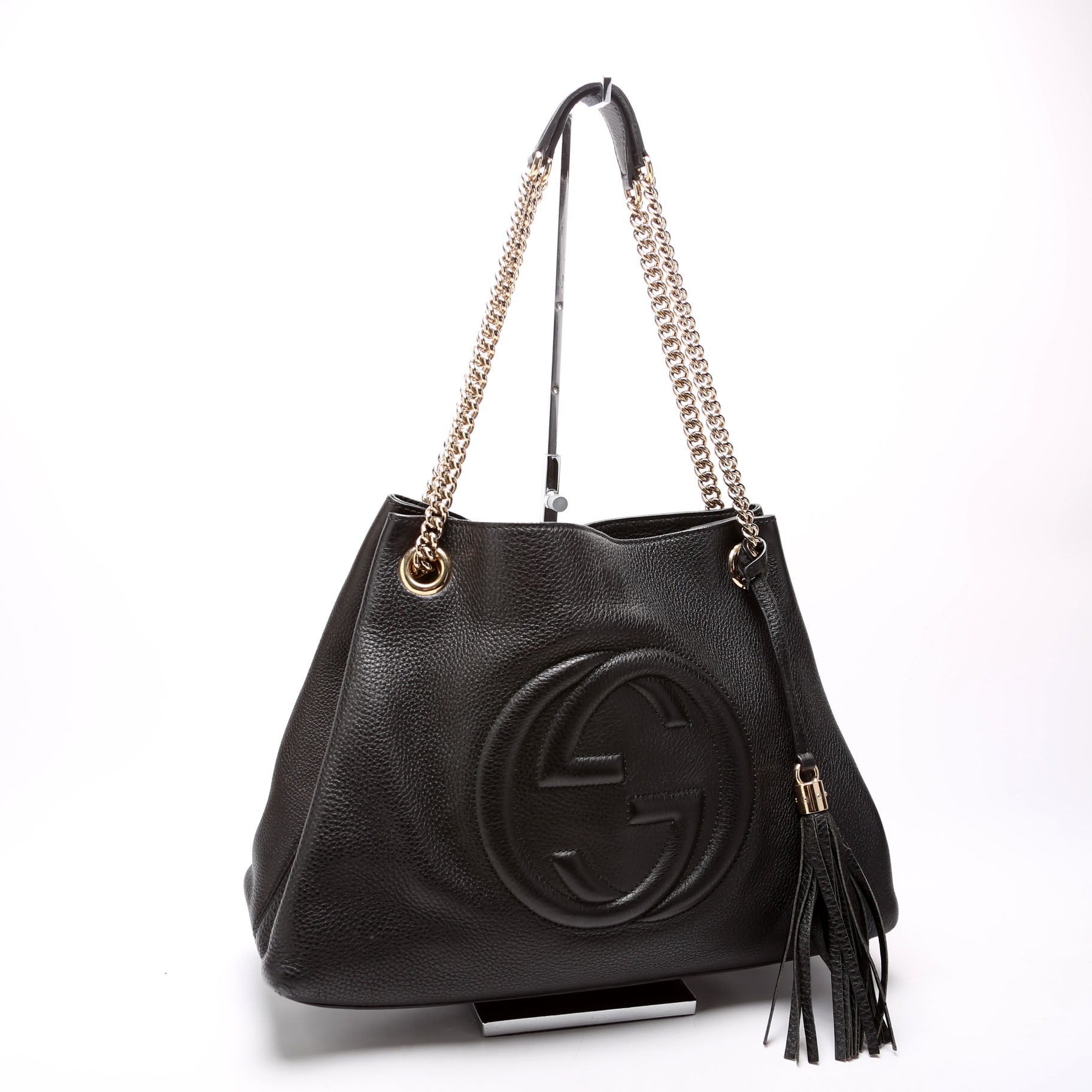 Gucci 308982 Soho Leather Shoulder Medium Black Bag