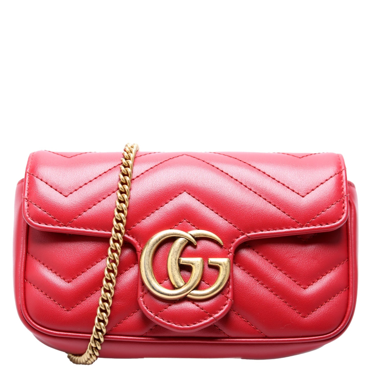 Gucci 476433 Marmont Torchon Leather Super Mini Flap Red Bag