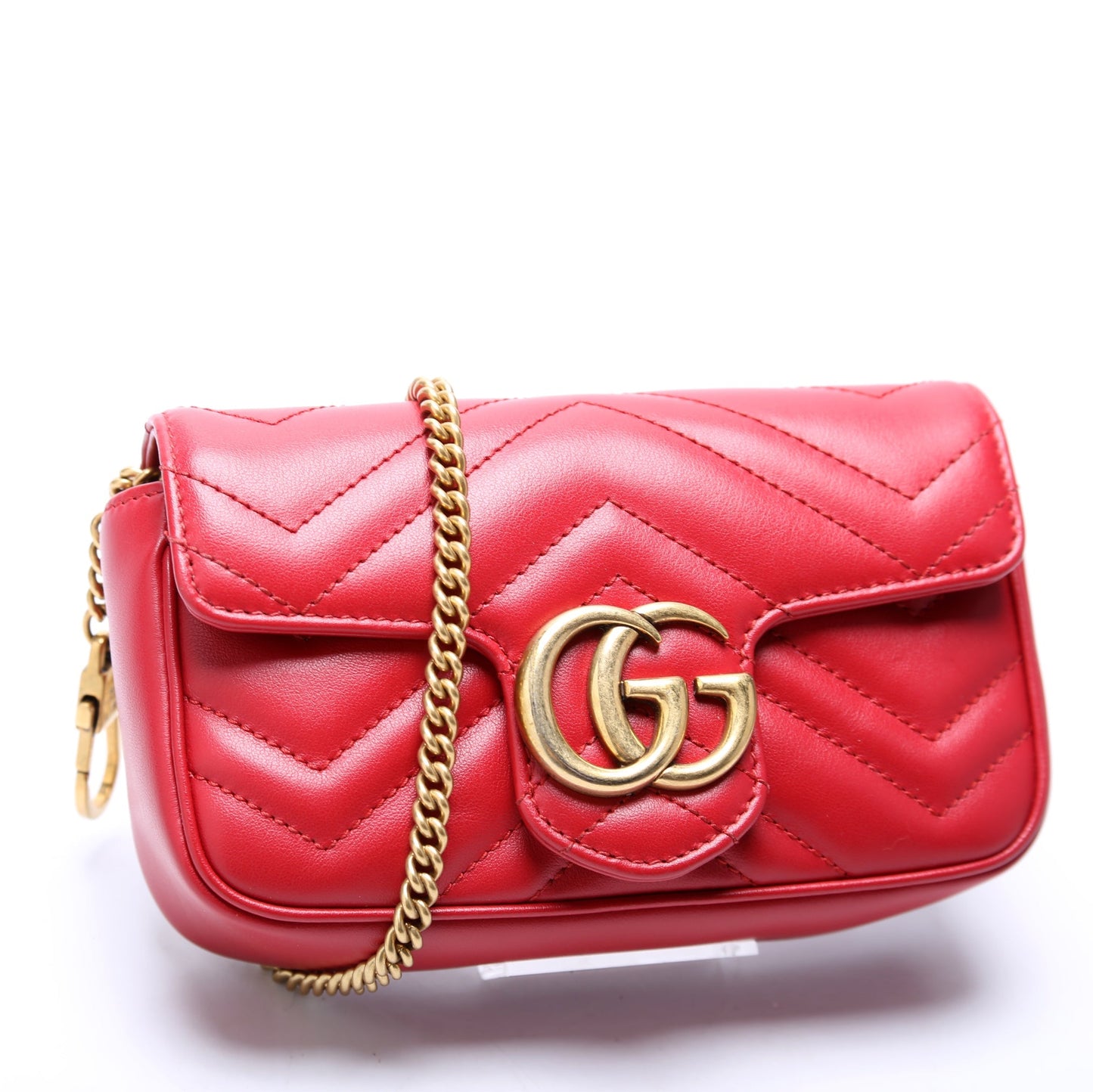 Gucci 476433 Marmont Torchon Leather Super Mini Flap Red Bag