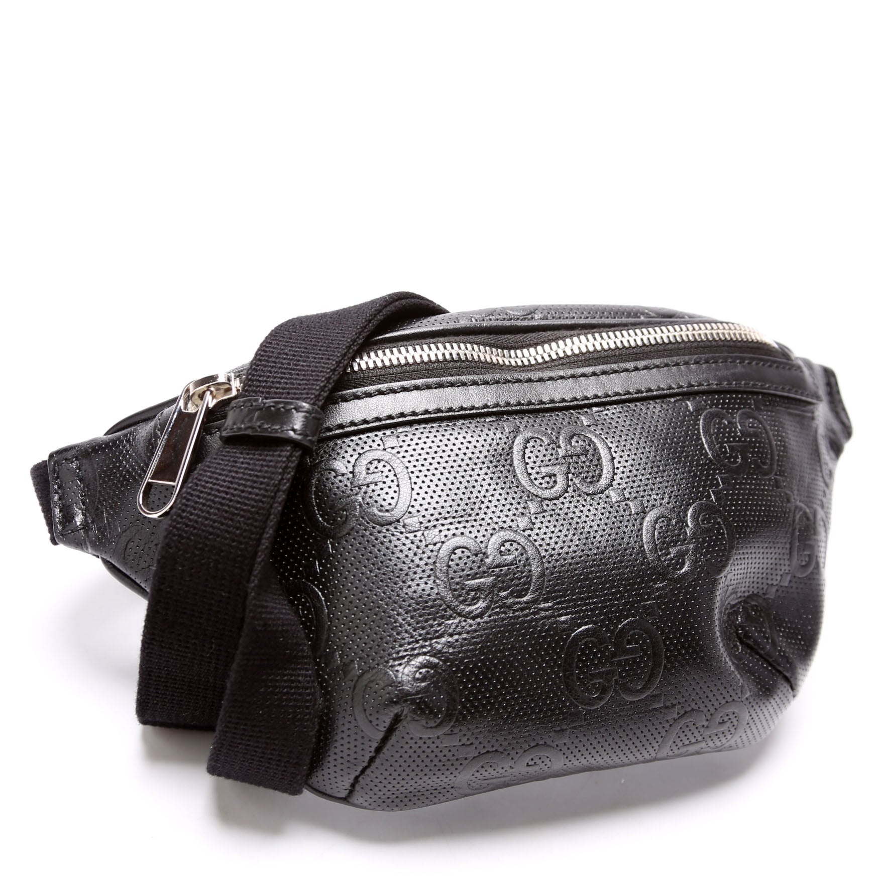 Gucci 658582 GG Embossed Belt Black Bag