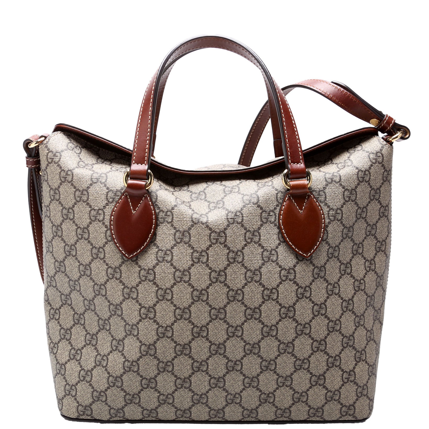Gucci 429147 GG Supreme Fold Over Tote Brown Bag
