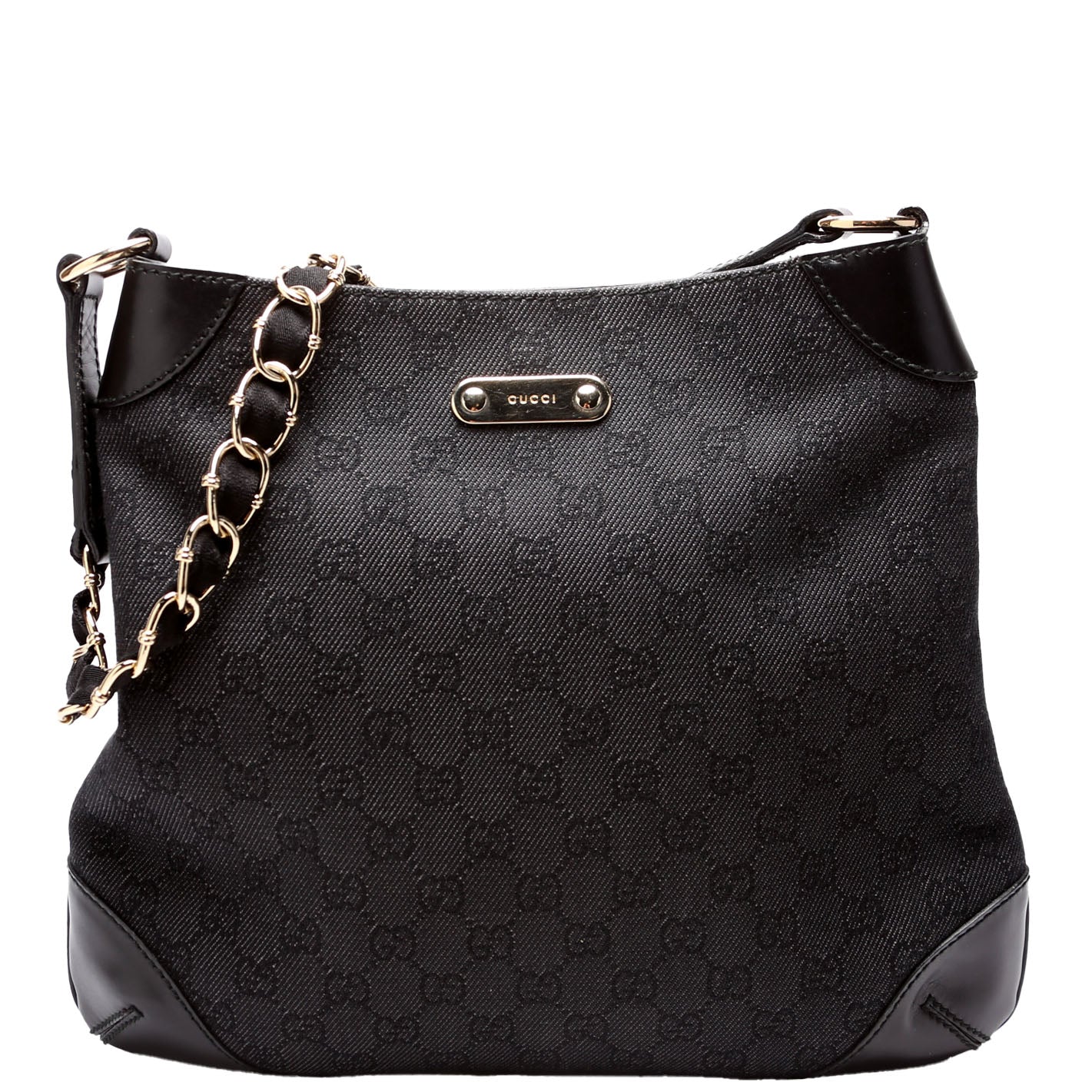 Gucci 196140 GG Canvas Capri Chain Shoulder Black Bag
