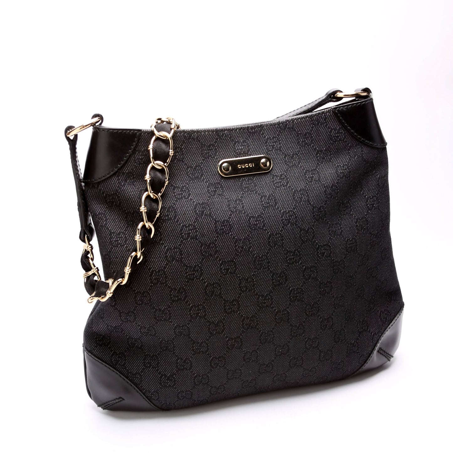 Gucci 196140 GG Canvas Capri Chain Shoulder Black Bag