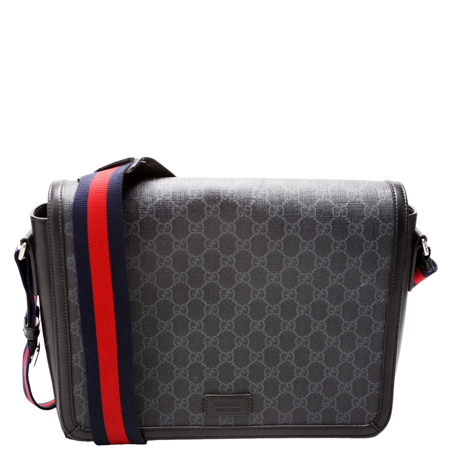 Gucci 474138 GG Supreme Messenger Black Bag