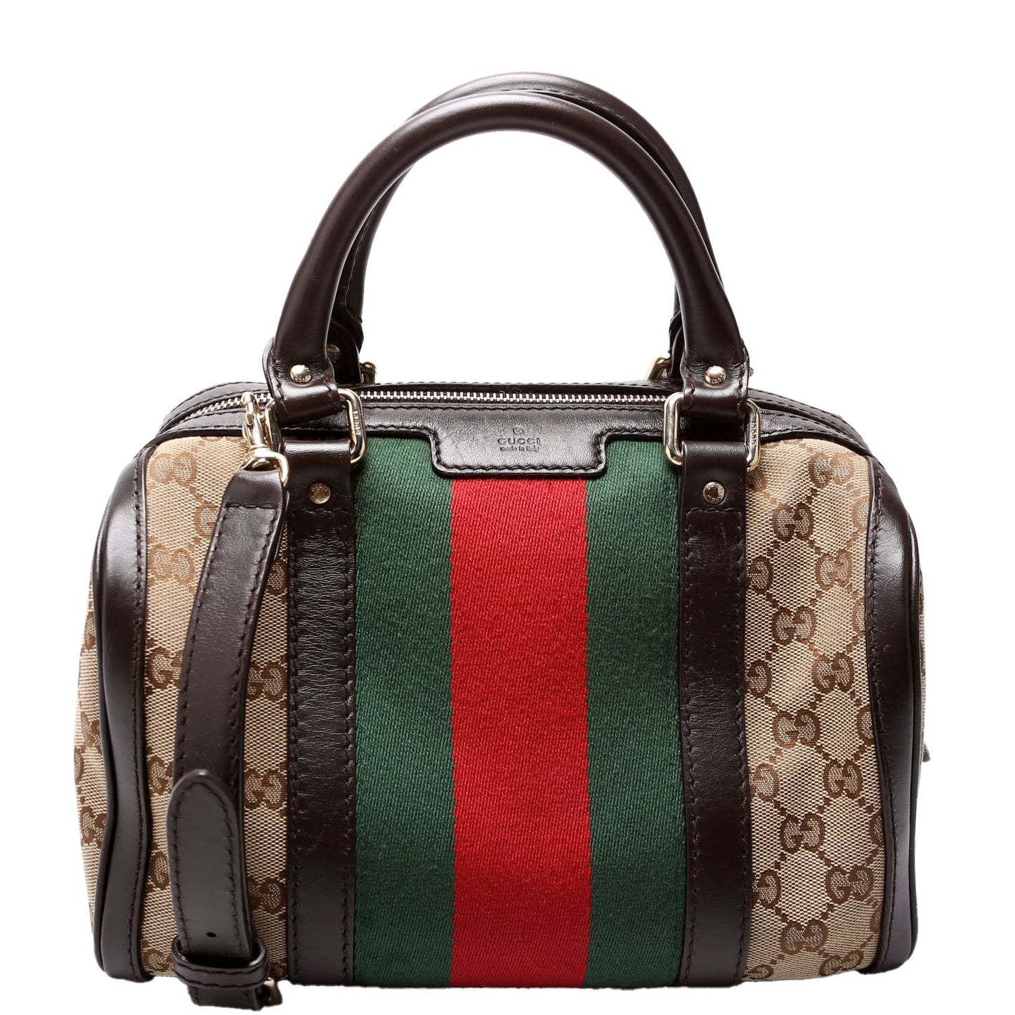 Gucci 269876 GG Canvas Small Boston Brown Bag
