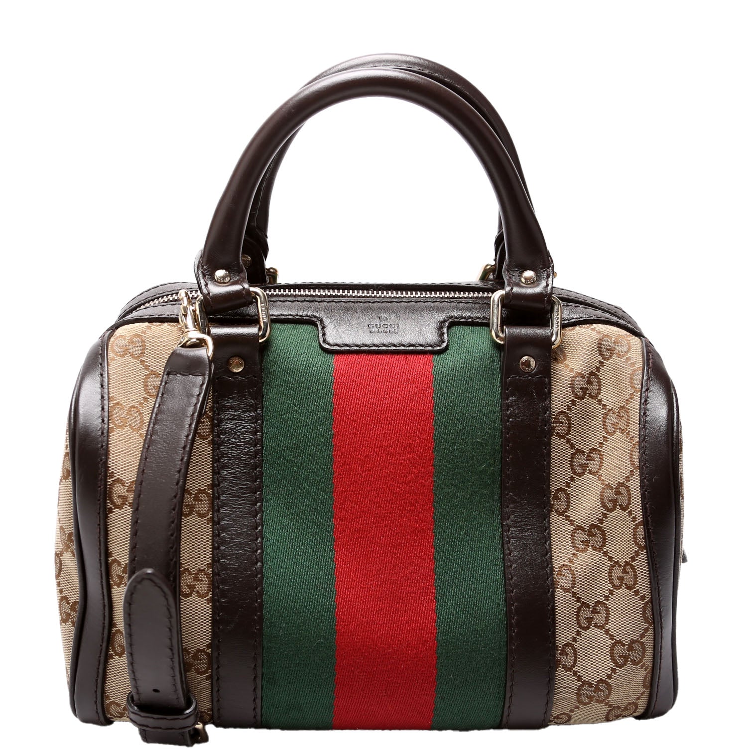 Gucci 269876 GG Canvas Small Boston Brown Bag
