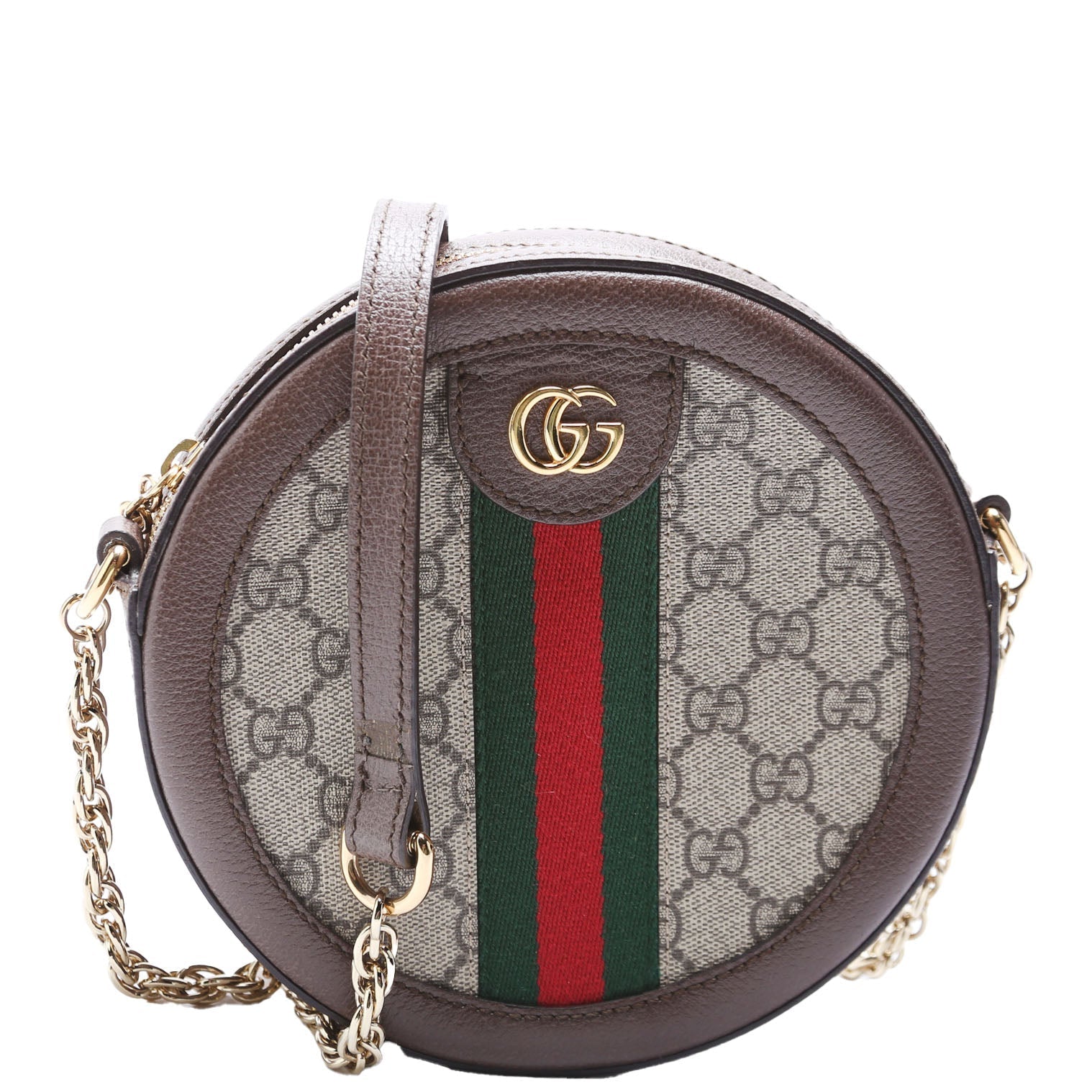 Gucci 550618 Ophidia GG Supreme Round Small Crossbody Brown Bag