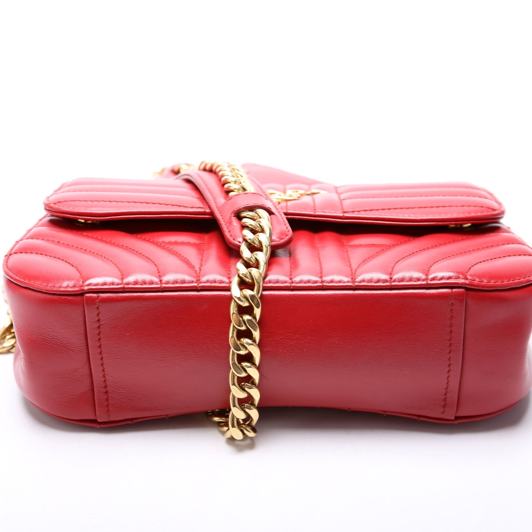Prada Diagramme Curved Flap Calfskin Red Bag