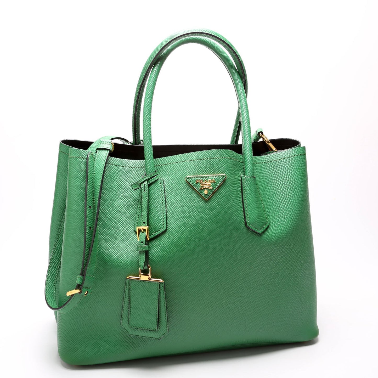 Prada Saffiano Cuir Double Large Green Bag