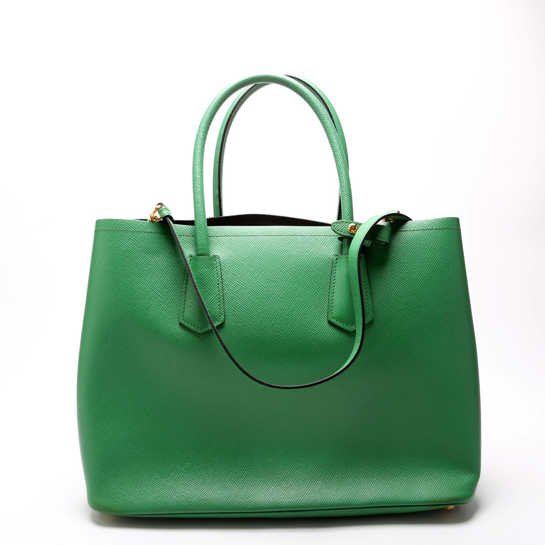 Prada Saffiano Cuir Double Large Green Bag