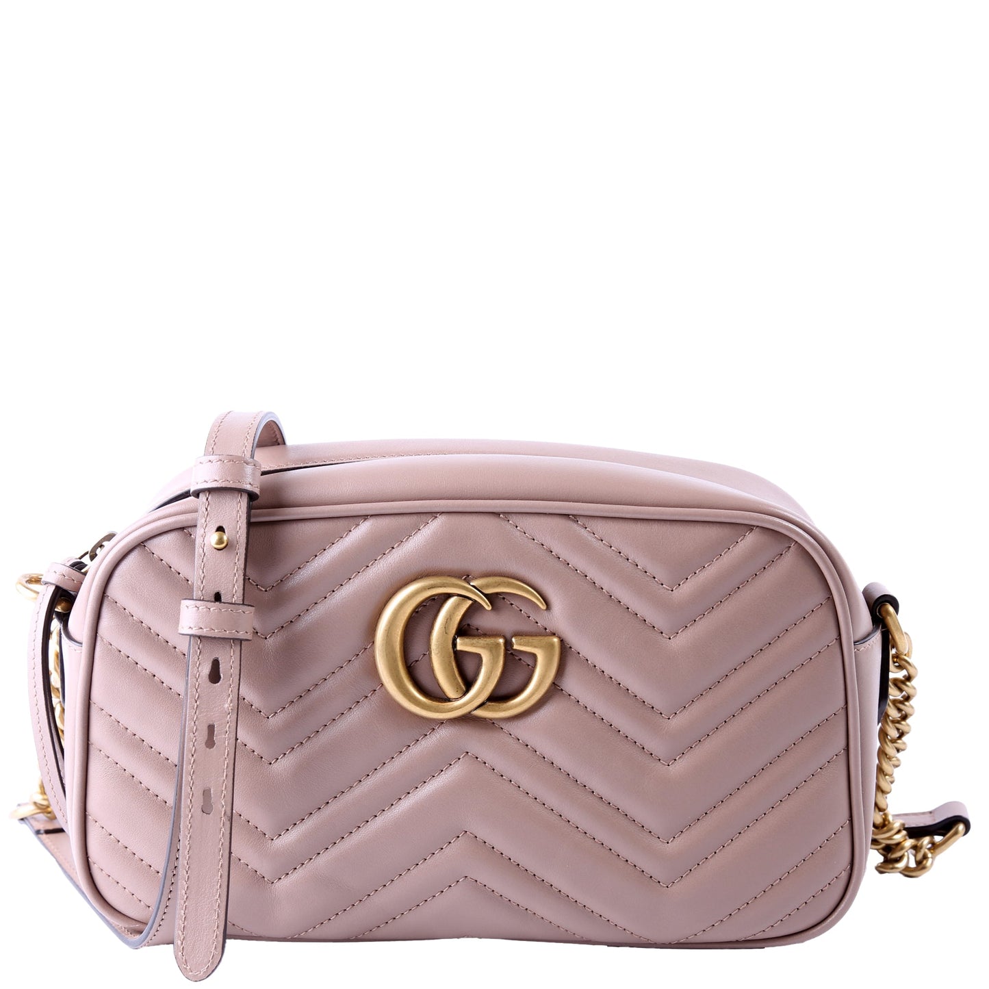 Gucci 447632 Marmont Small Leather Camera Beige Bag