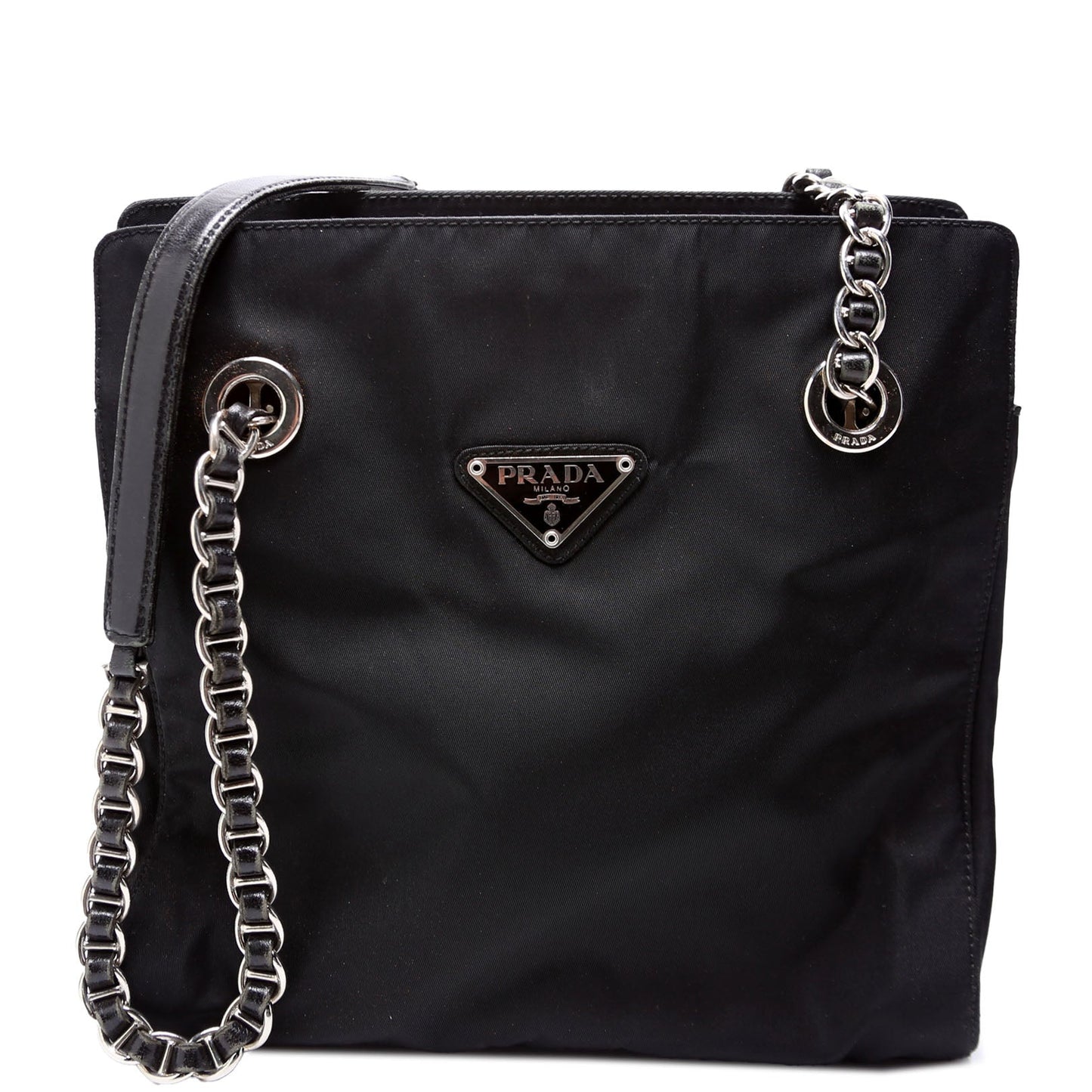 Prada Nylon Catena Chain Shoulder Black Bag