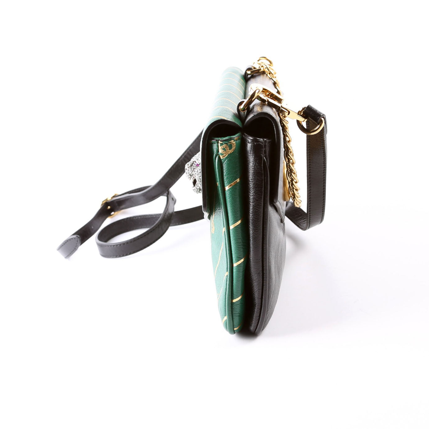 Gucci 524822 Thiara Double Medium Shoulder Green/Black Bag