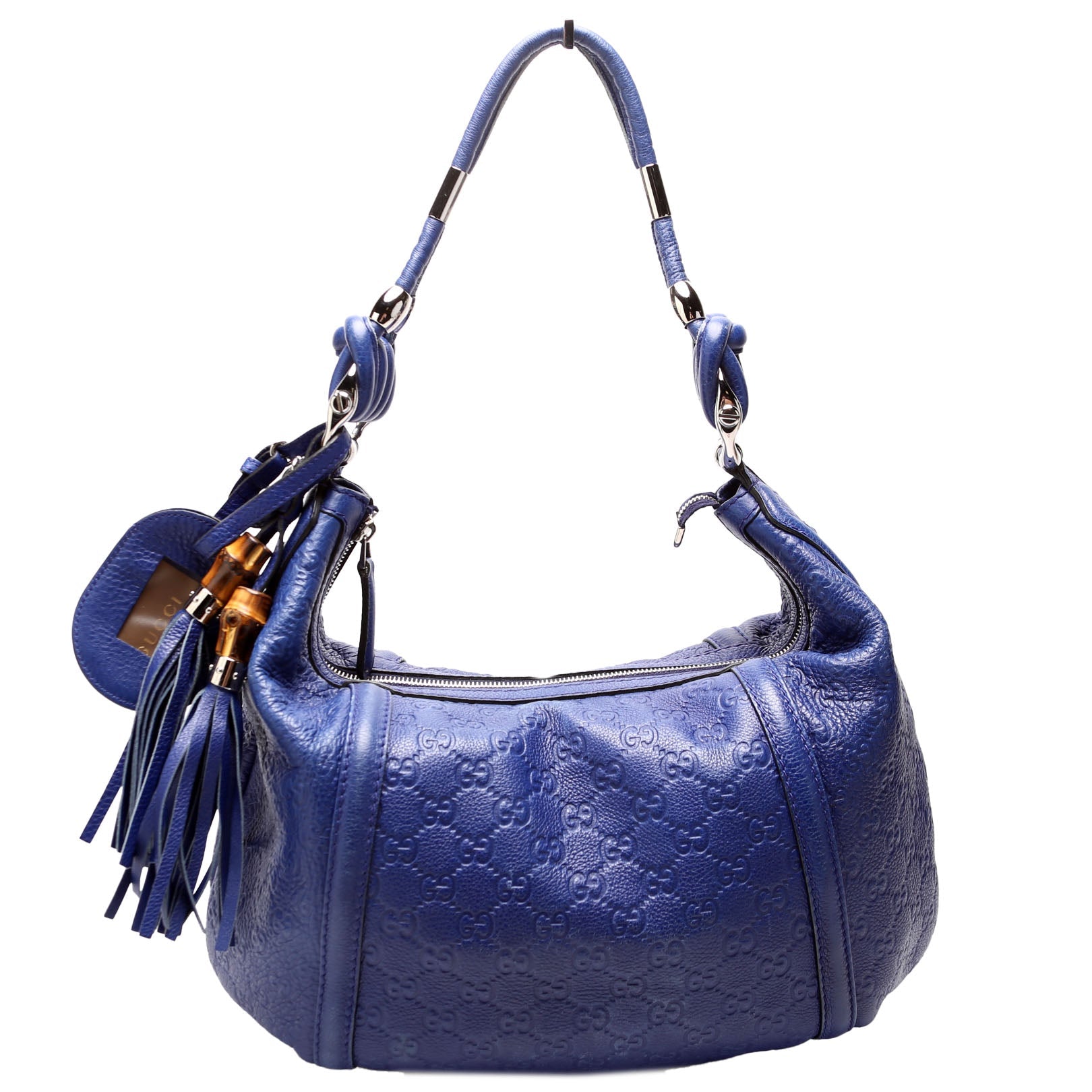 Gucci 240261 Techno Horsebit Hobo Blue Bag