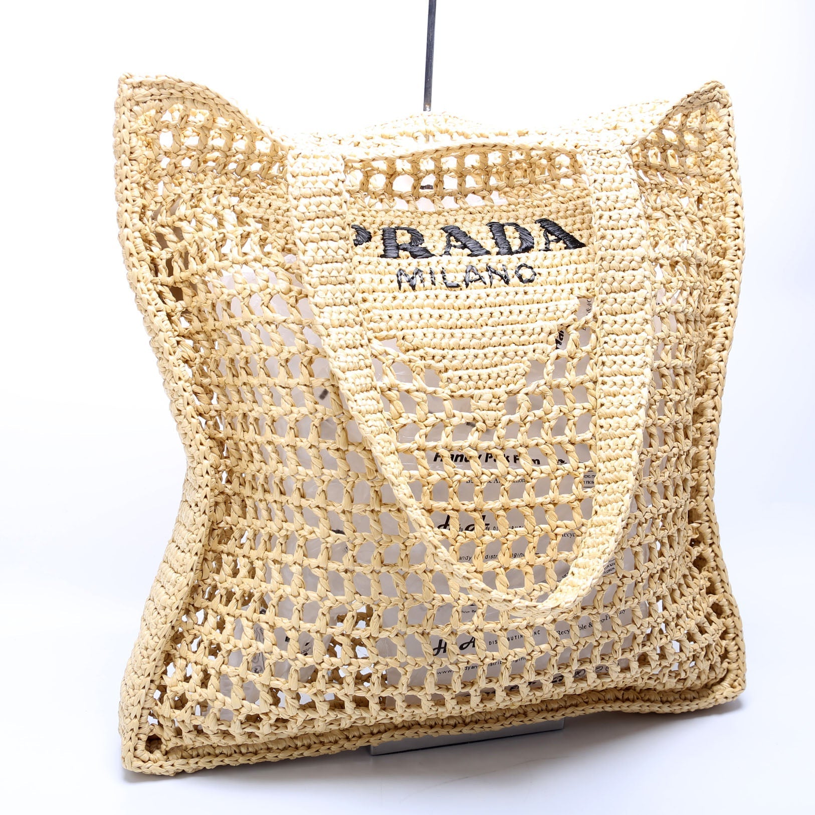 Prada Raffia Crochet Tote Bag