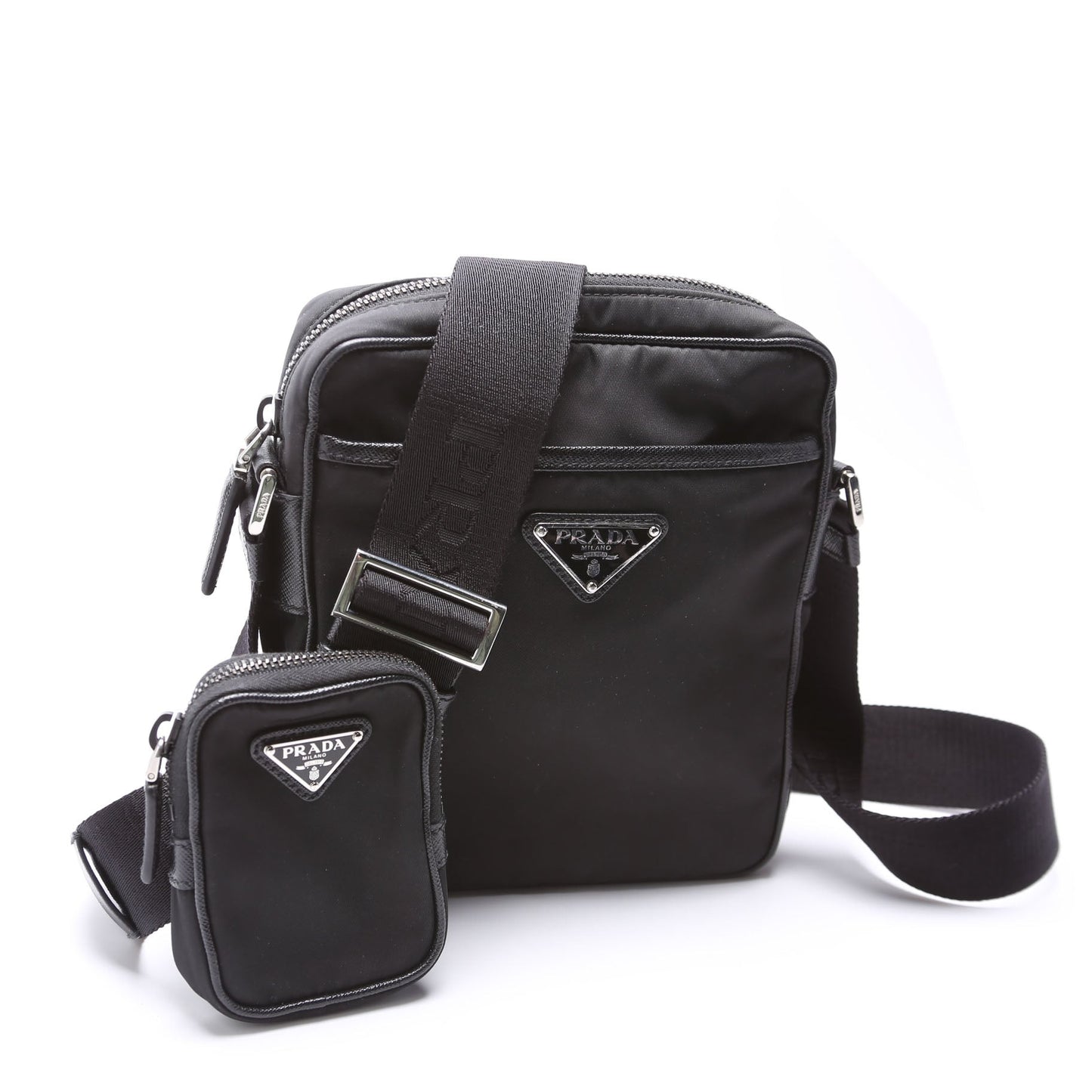 Prada 2VH112 Re-Nylon/Saffiano Leather Shoulder Black Bag